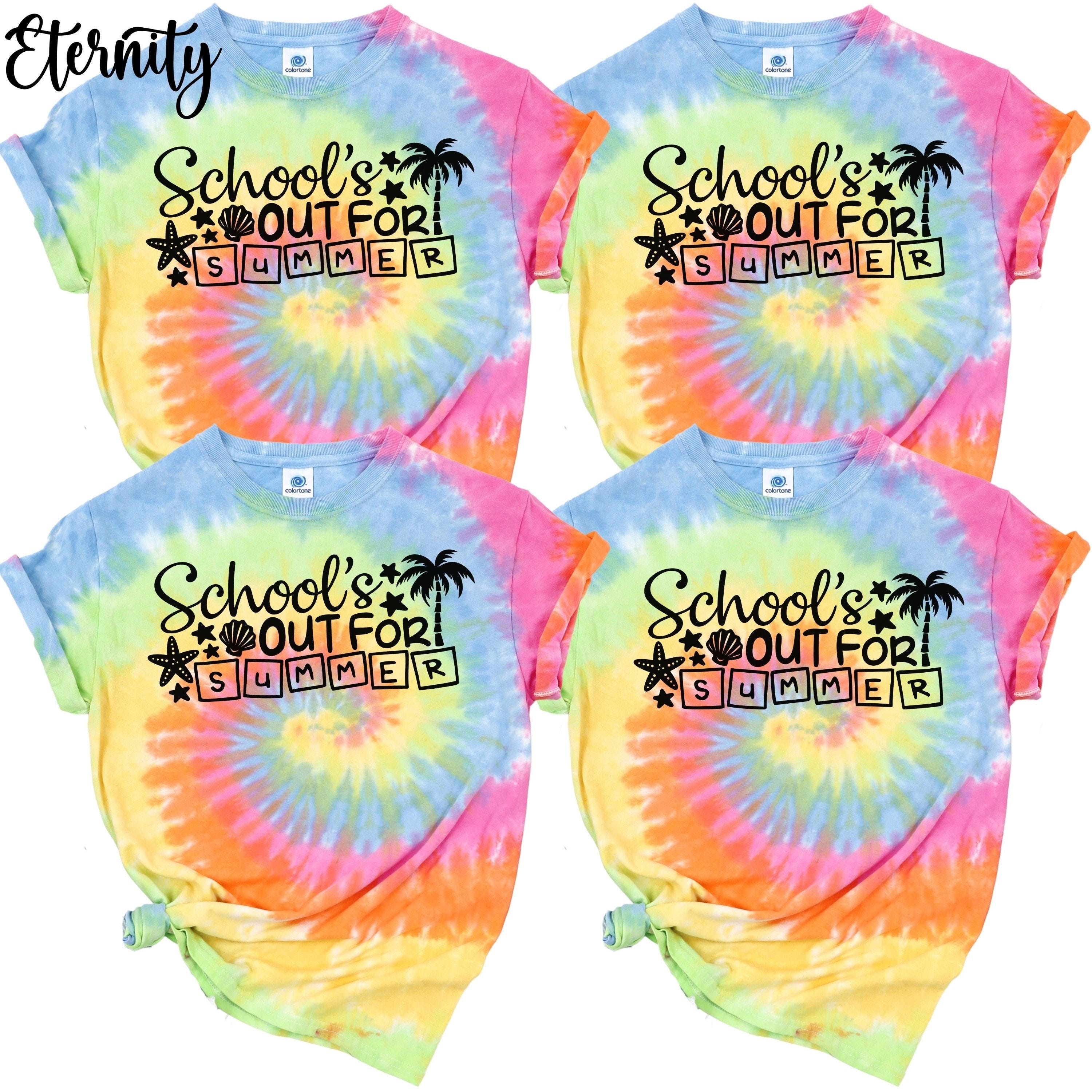 School’s Out For Summer Tie Dye T-Shirts, Happy Last Day Of School Shirts, Summer End Of Year Student Teacher Team Squad Matching Tees