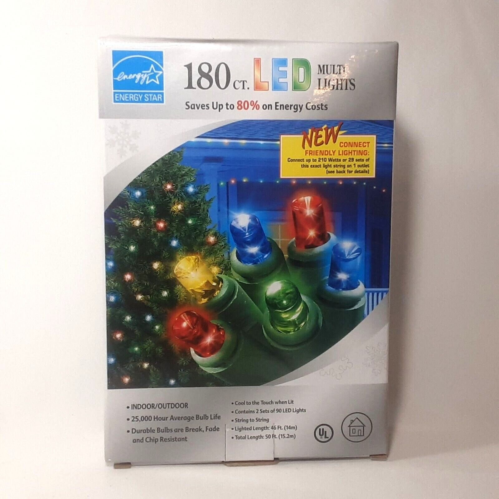 Christmas Lights Energy Star 180 LED Set 46 Ft Multi Color in Box HolidayUntested