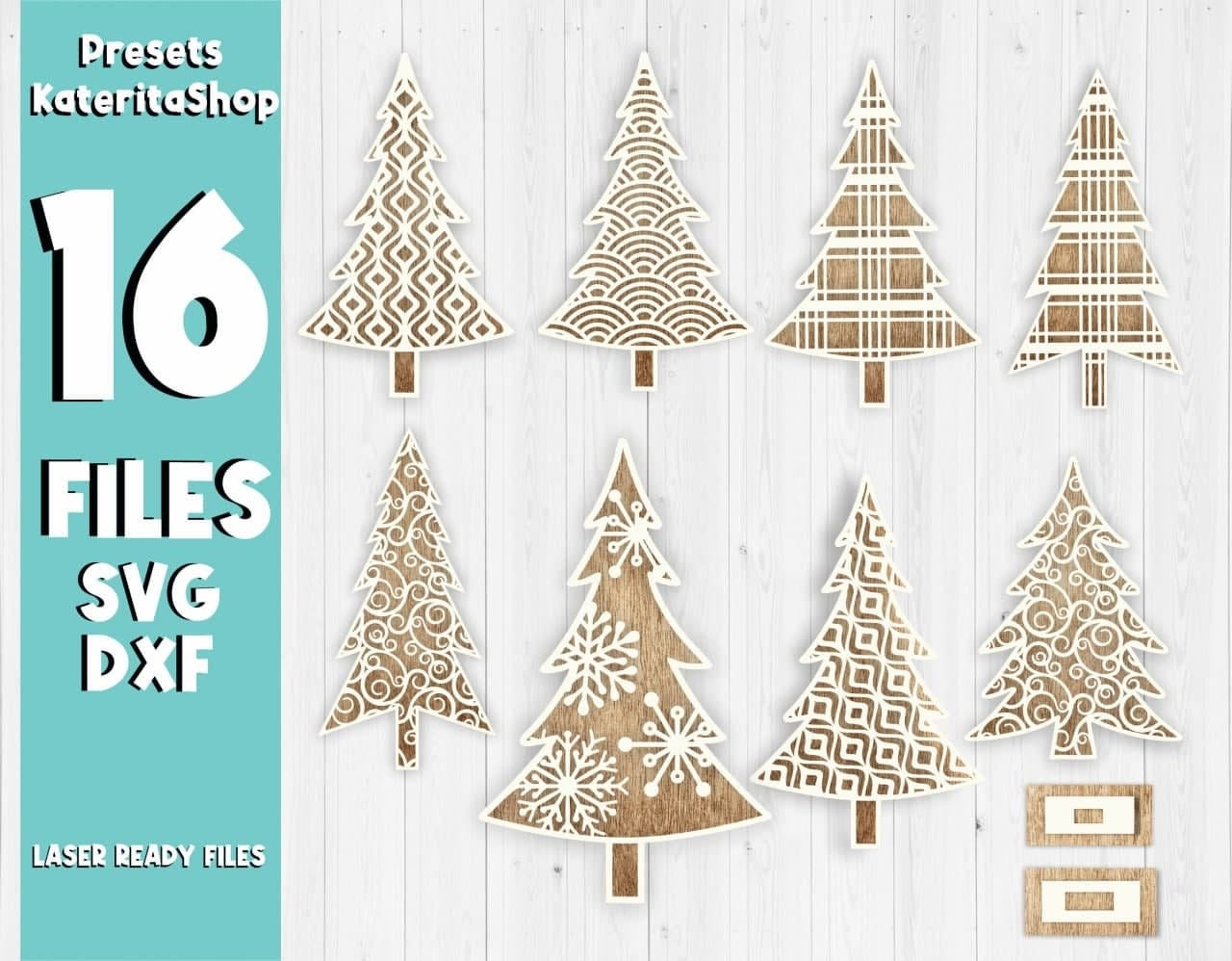 Christmas Trees 16 Design Bundle,Standing Christmas Tree Bundle, Cutting, Laser cut Files,Christmas Tree Design,Glowforge Files