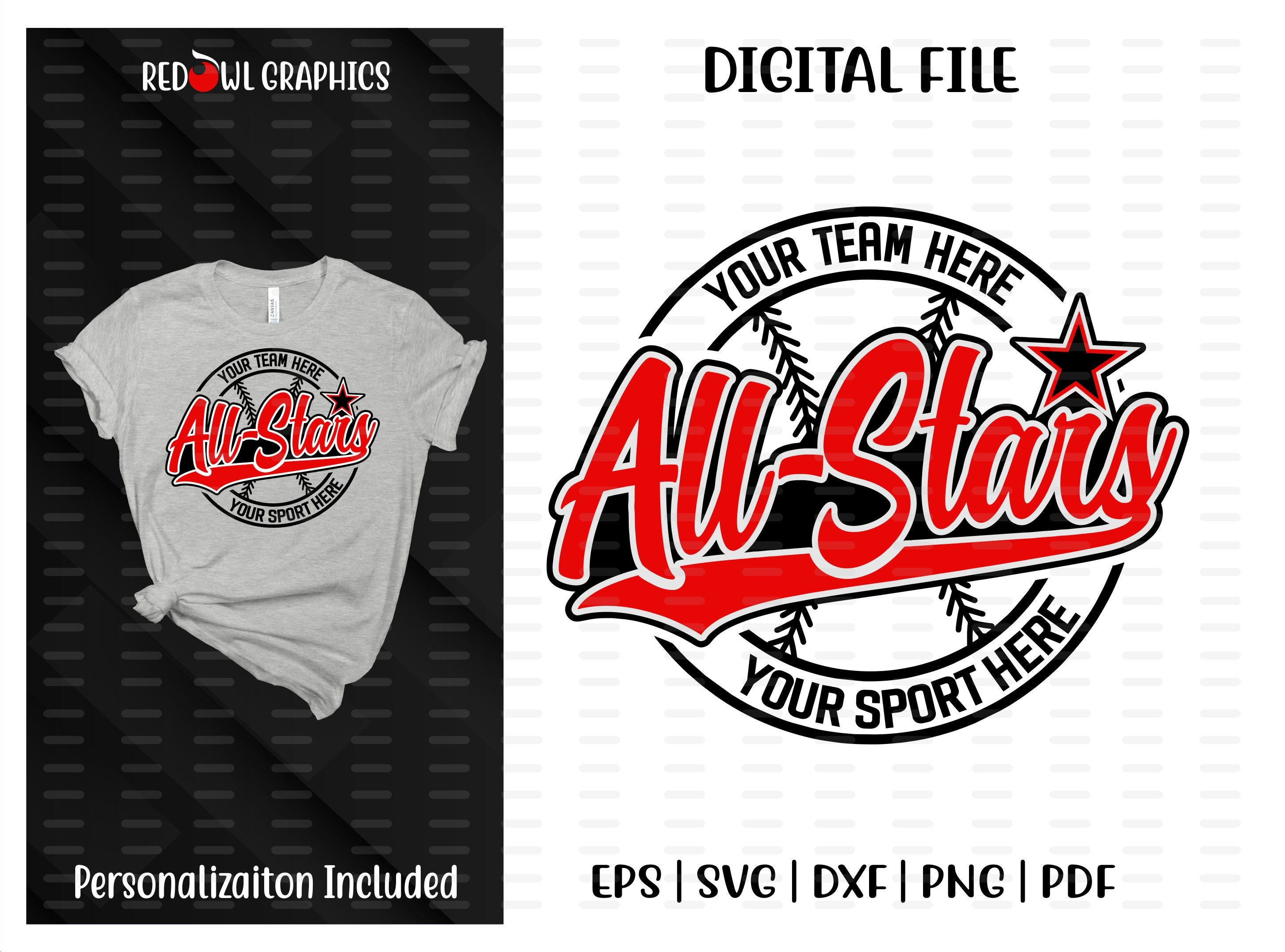 Custom, Personalized, Baseball svg, Softball, Baseball, All Star, All-Stars, Mascot, svg, dxf, eps, png, pdf, sublimation, clipart, design