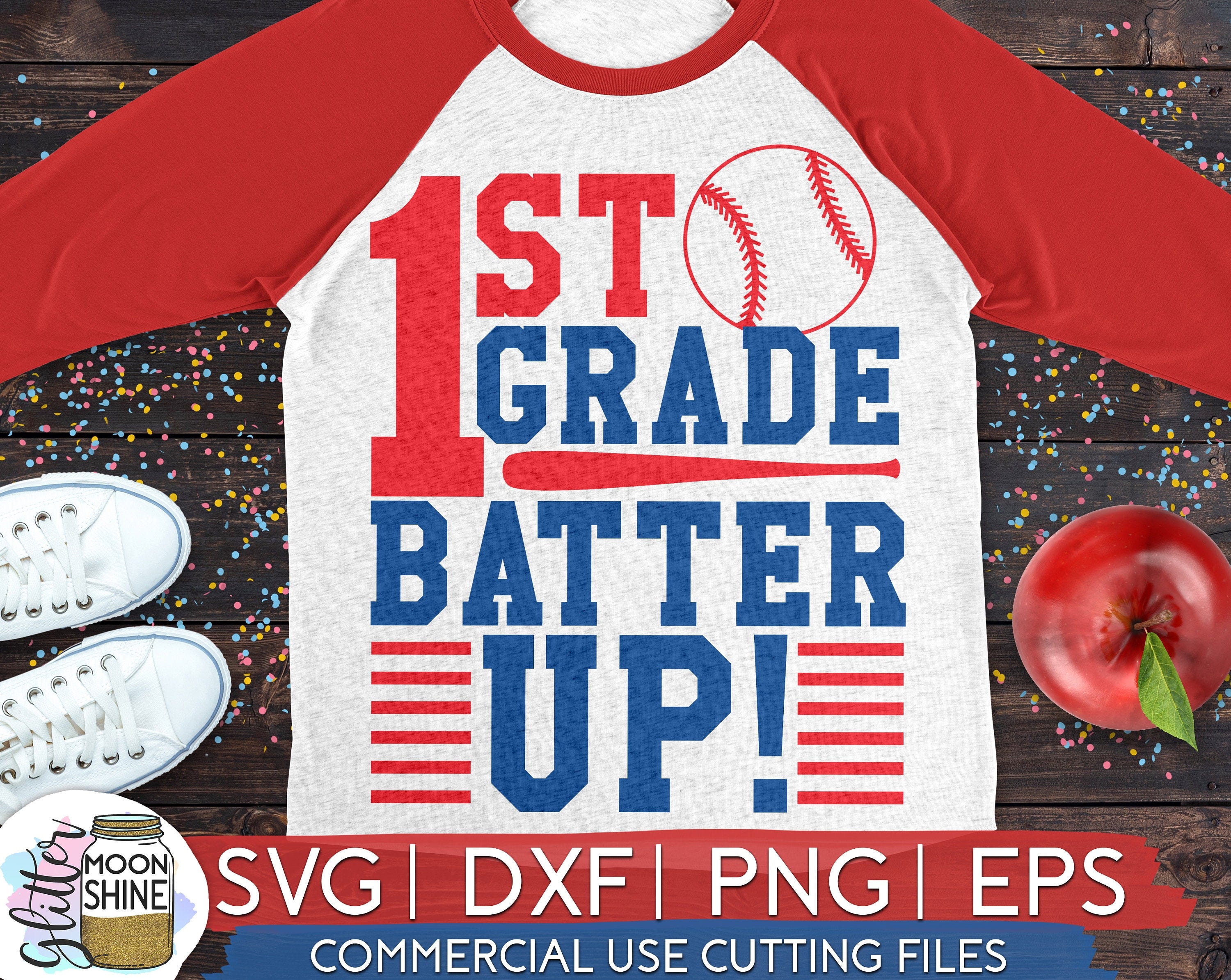 1st Grade Batter Up svg eps png dxf cutting files for silhouette cameo cricut, Back to School, First Day of First, Teacher, Boys, Baseball