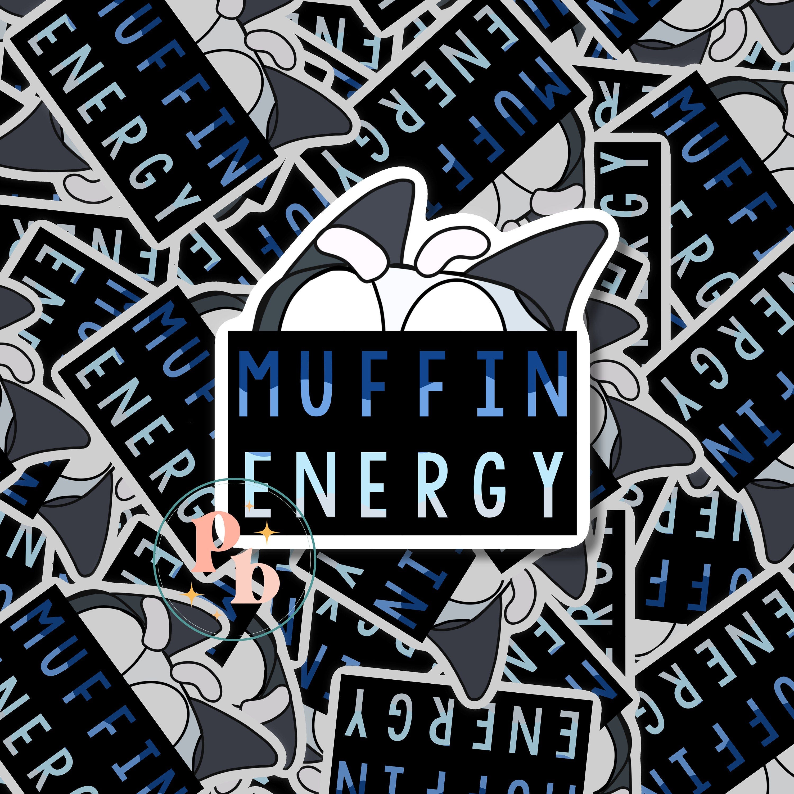 Muffin Energy Blue Dog Kiss-Cut Sticker/ Water bottle sticker/ Laptop sticker
