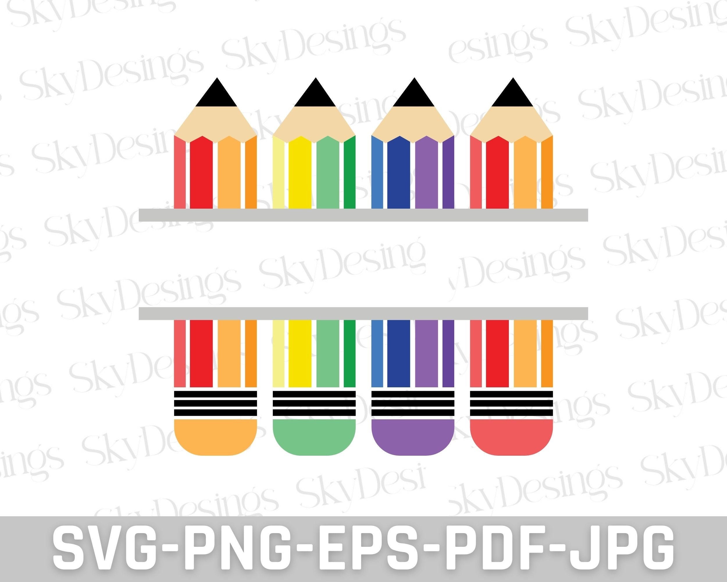 Pencil SVG, Pencil Split Monogram Svg, Pencil Name Frame Svg, Teacher Svg, School Svg, Pencil Clipart, Back to School Svg, Pencil Cut File