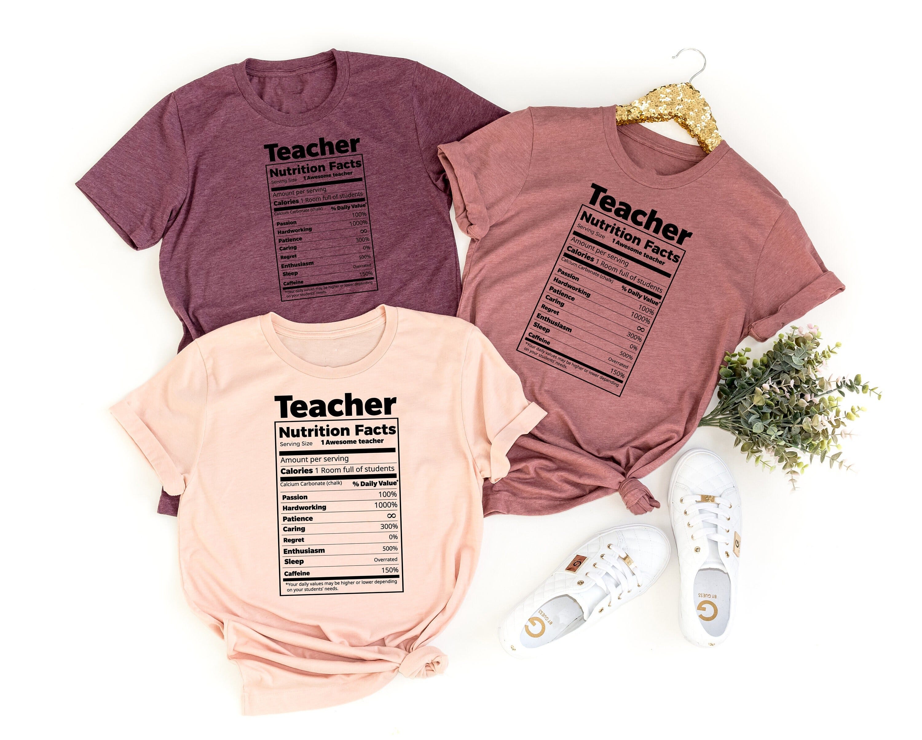 Teacher Nutrition Facts Shirt, Caring-Hardworking-Passion-Caffeine Teacher Shirt, Teacher Appreciation Day Shirt, Teacher Gift