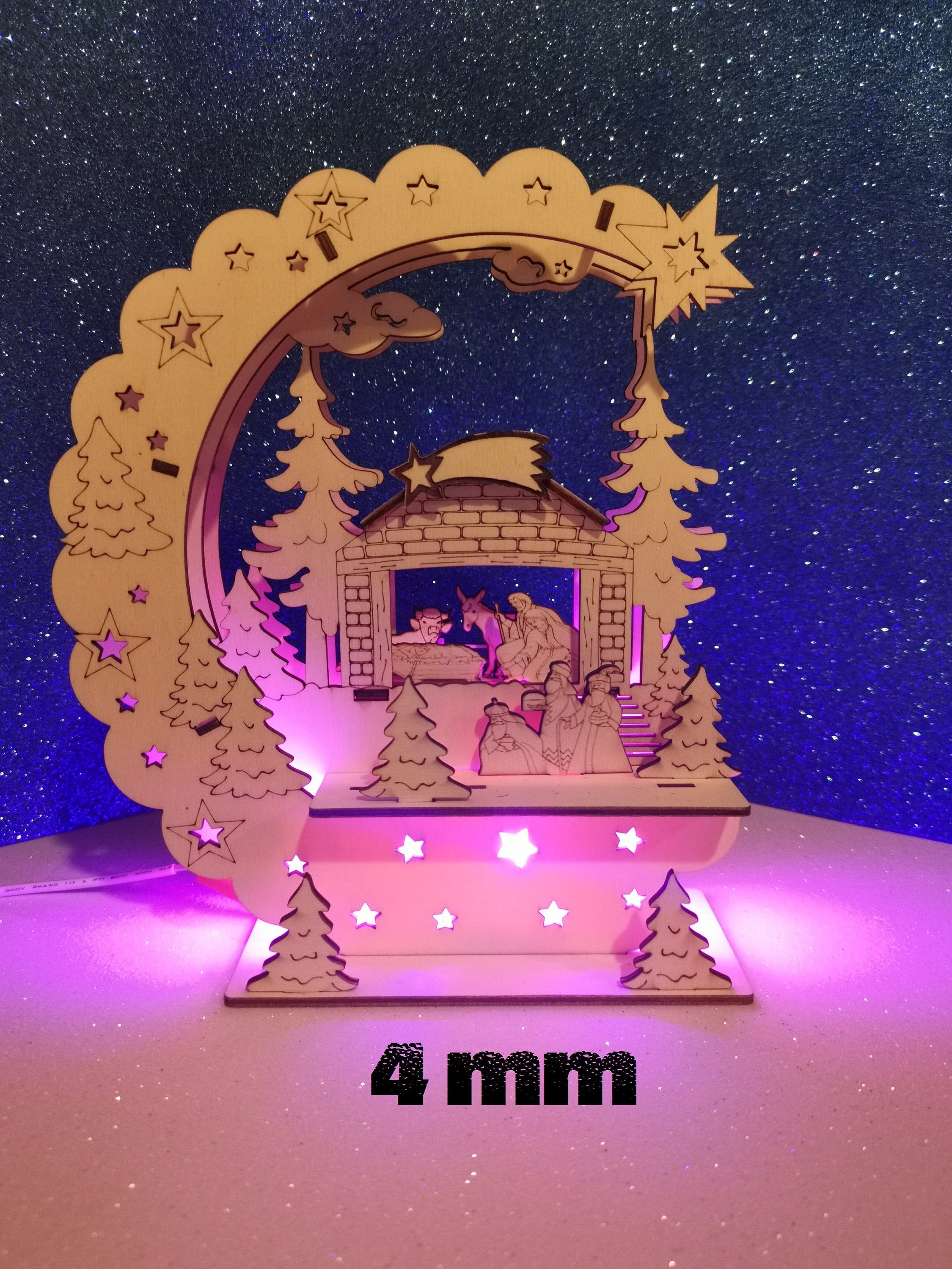 3D laser cut nativity nativity scene landscape, 4 mm thick