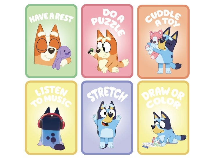 Bluey Calming Techniques Flashcards | Instant download