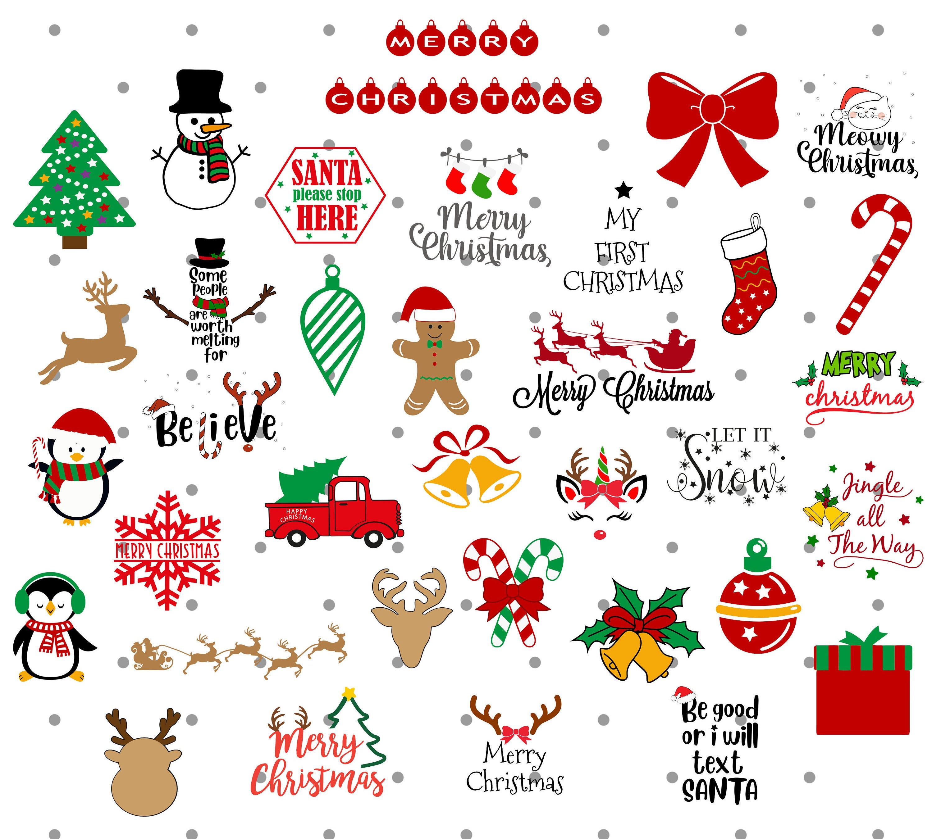 CHRISTMAS SVG Bundle, CHRISTMAS Clipart, Christmas Svg Files For Cricut, Merry Christmas Svg, Instant Download