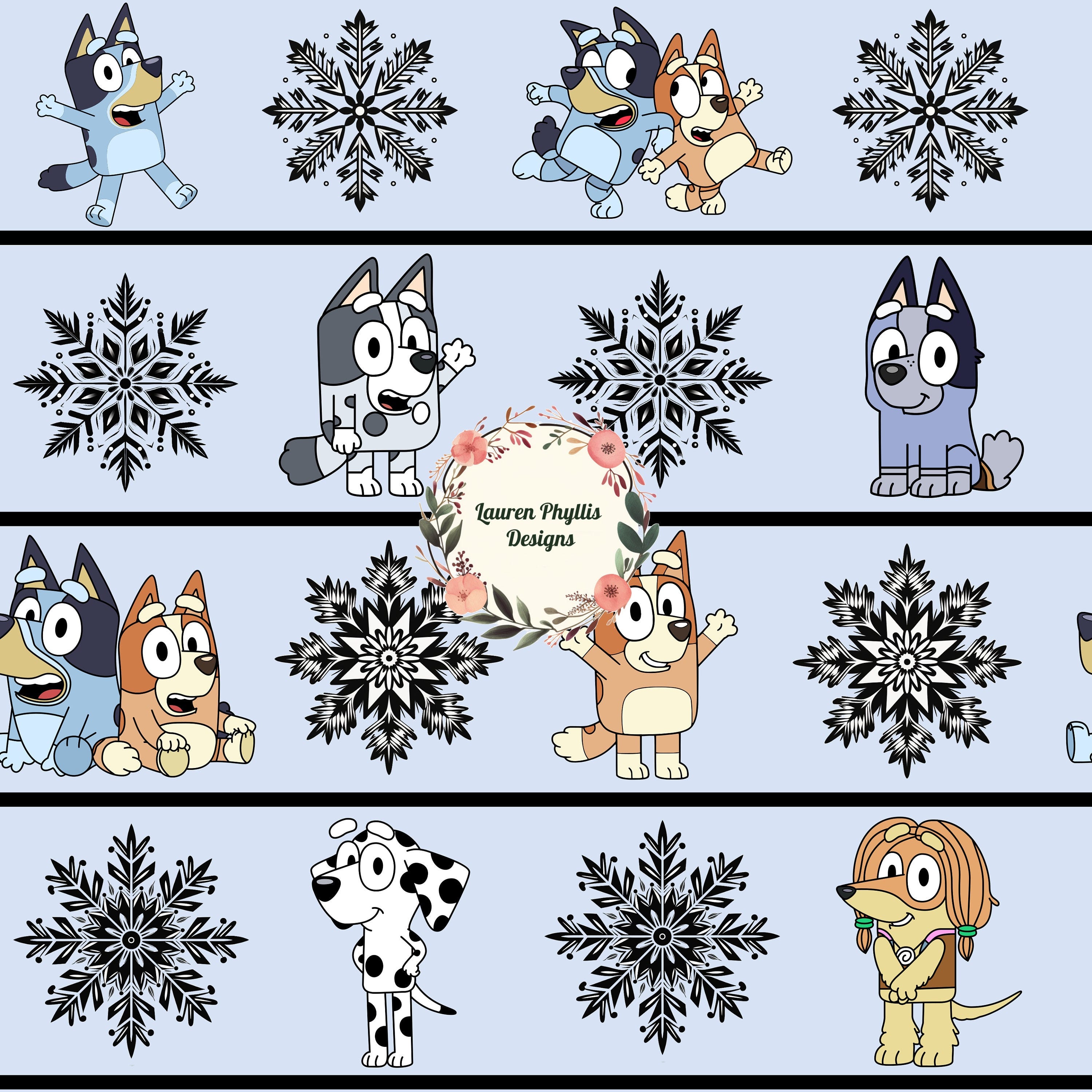 Cartoon dogs sweater print with snowflakes seamless file design for fabric printing and sublimation, boys cartoon repeating pattern holidays