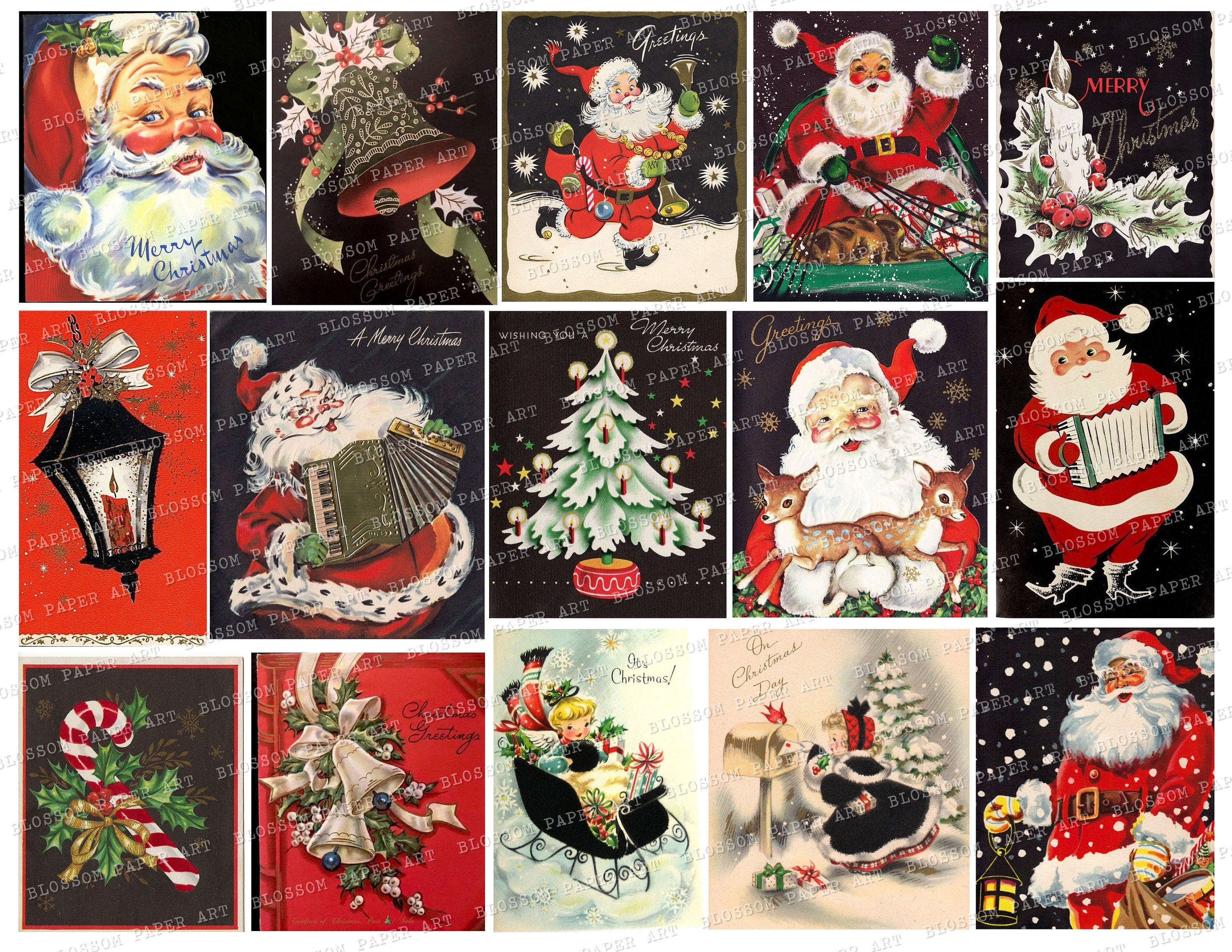 Vintage Greeting Cards, Christmas Cards, Ephemera, Vintage Christmas Cards, Junk Journal Images, Christmas Printable Scraps, Collage 2784