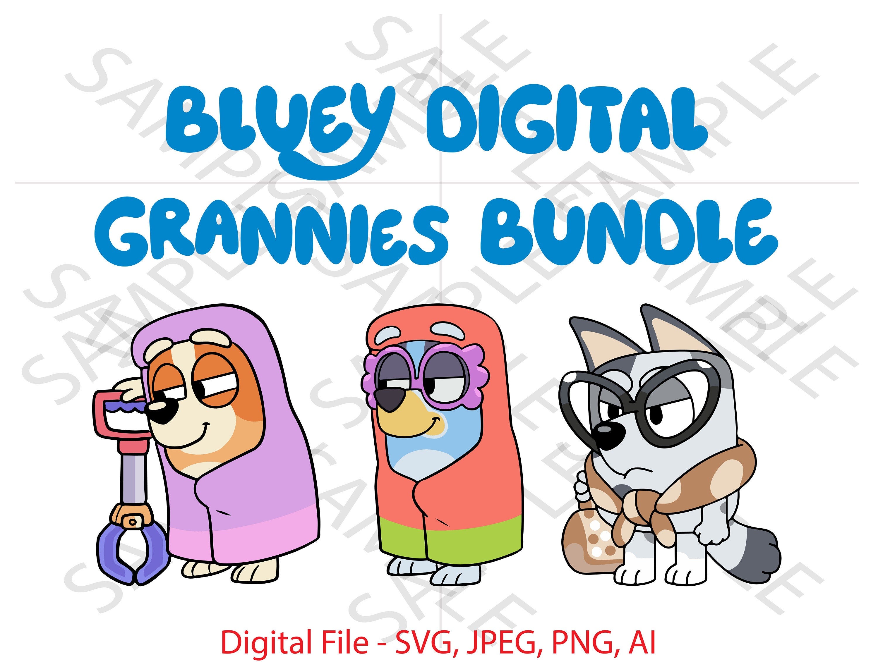 Bluey Grannies Bundle, Bluey Bingo and Muffin Grannies, Bluey, Bluey SVG, Bluey Show SVG Bundle, Cartoon, Vinyl Cutting, Cricut, Custom,