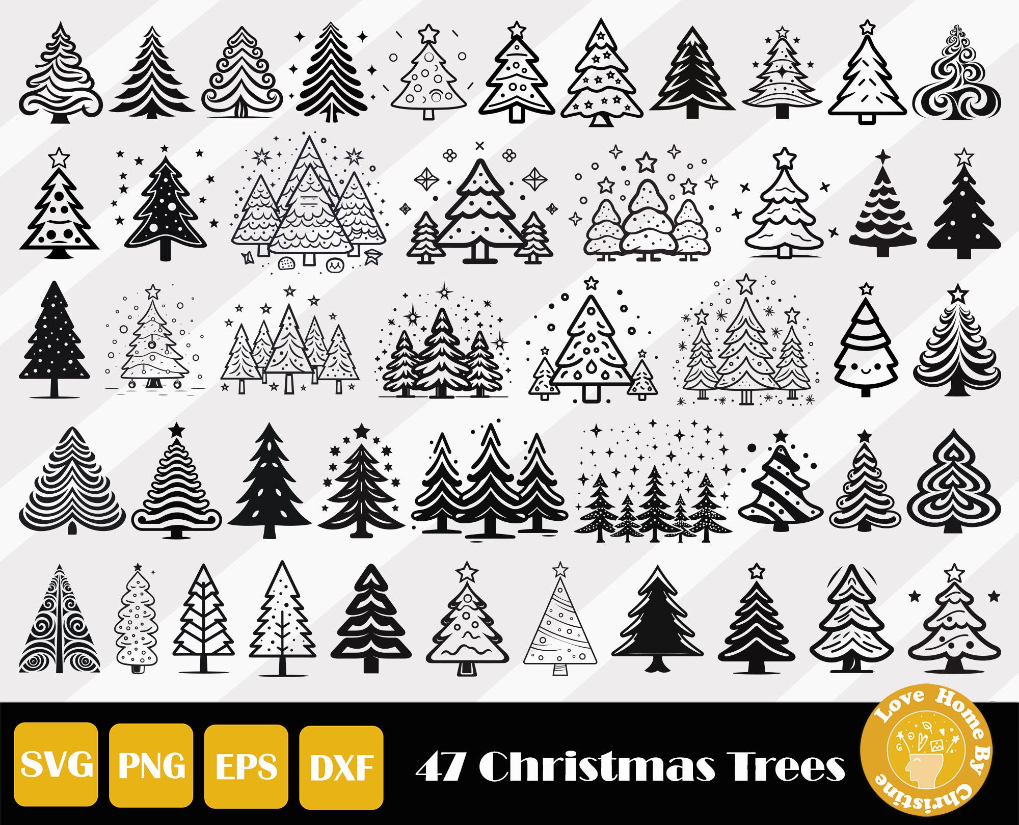 47 Christmas Tree Svg, Christmas Bundle Svg, Pine Tree Svg, Christmas Tree Png, Christmas Tree Dxf, Christmas Clipart, Instant Download