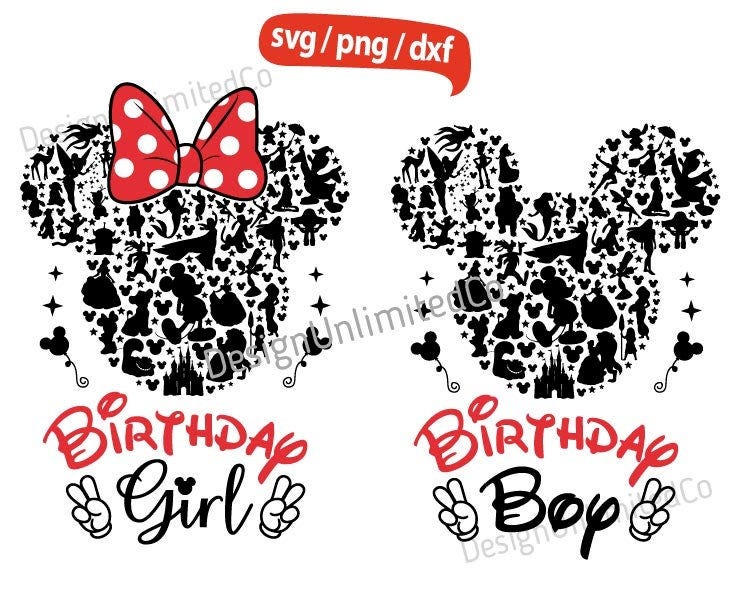 Birthday Boy svg, Birthday Girl svg, Firworks Mouse Ears svg, Mouse Polka Dot svg, Mouse Characters svg, Mouse head svg, Mouse silhouette