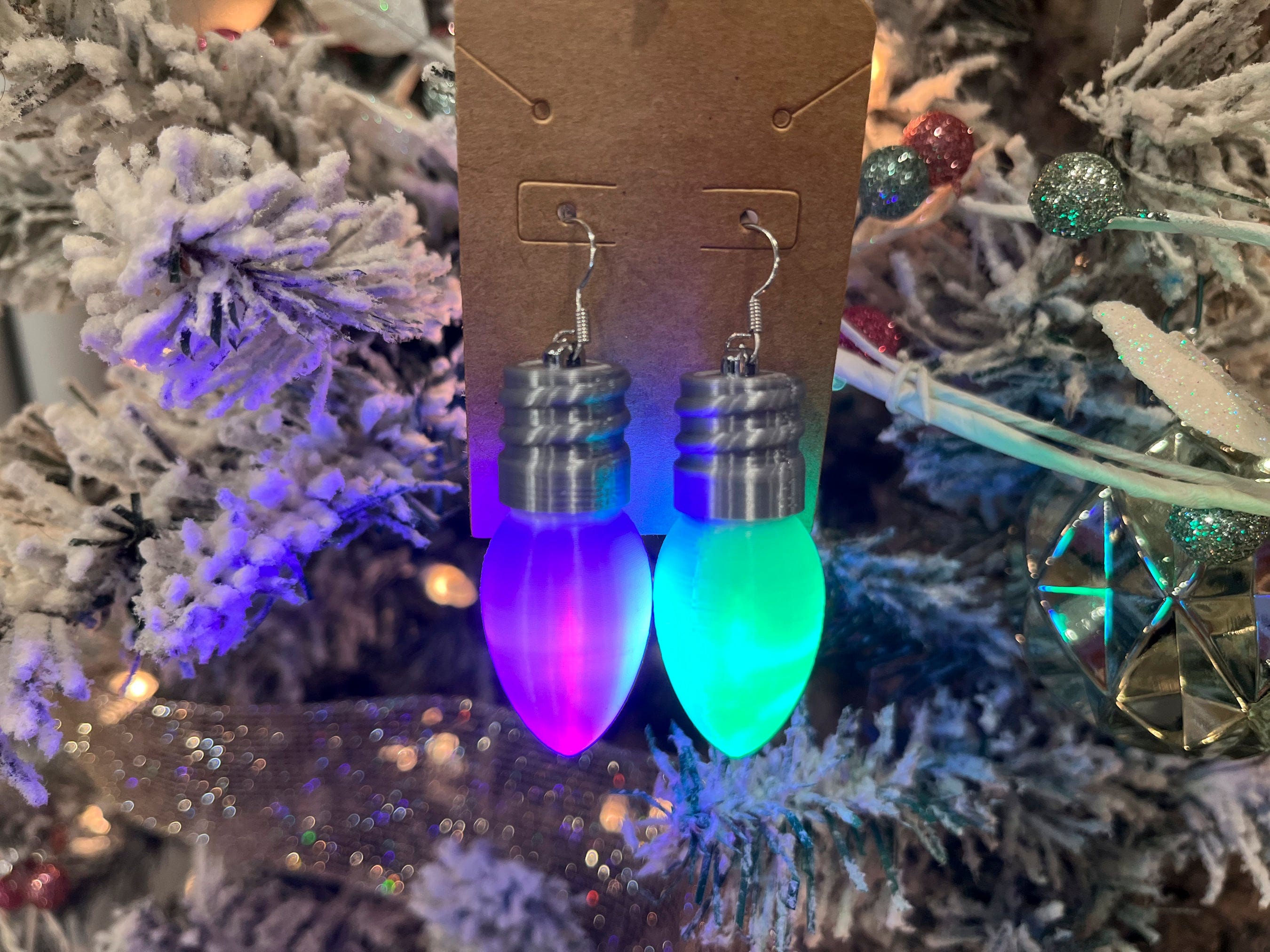 Amazing Light Up Glowing Lightbulb Earrings • Custom 3D Printed Festive Holiday Party Jewelry Mini Light Bulb