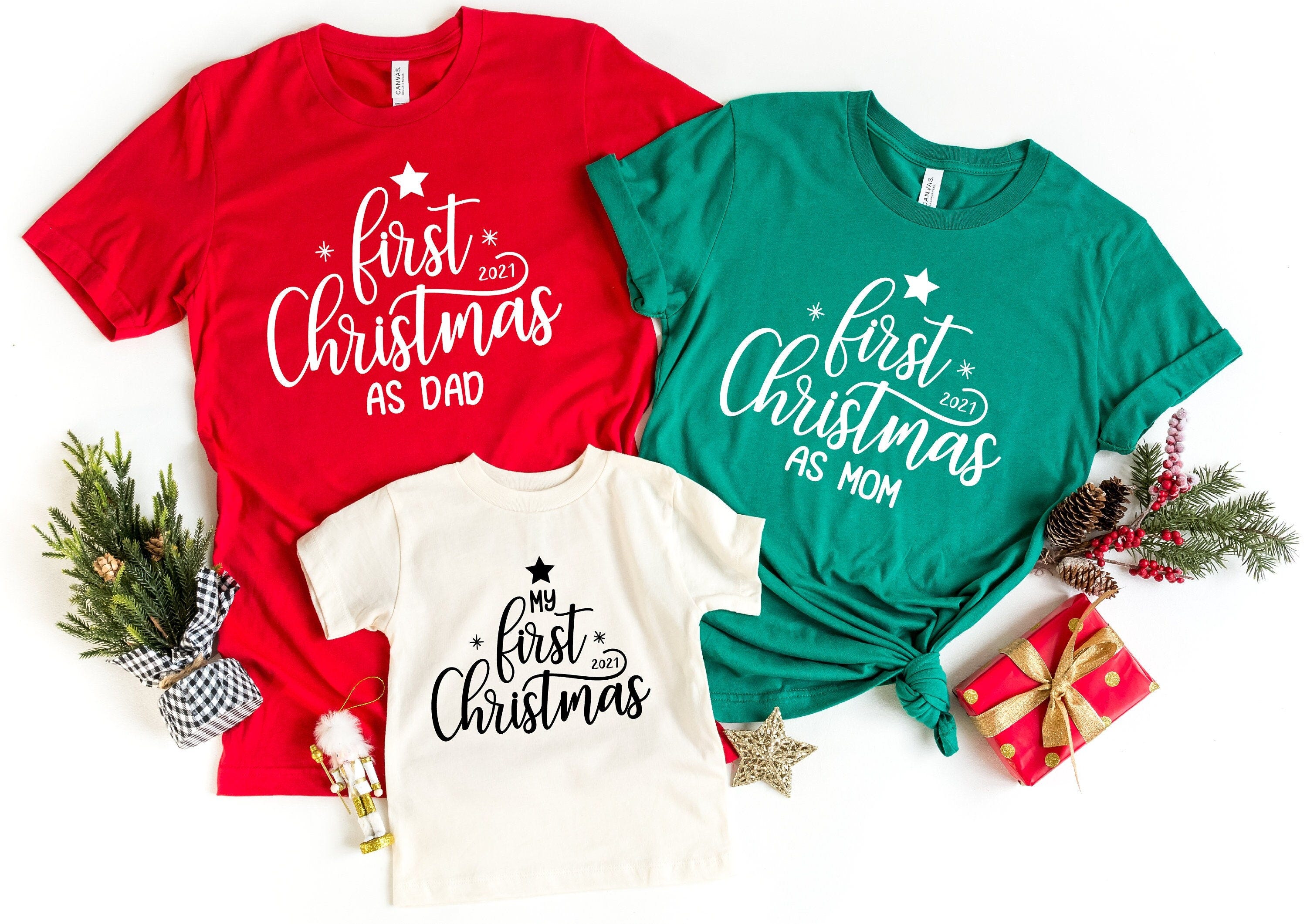 My First Christmas Shirt | First Christmas as Mom Tee | First Christmas as Dad Tshirt | 1st Christmas Matching Family Shirt | Christmas Gift
