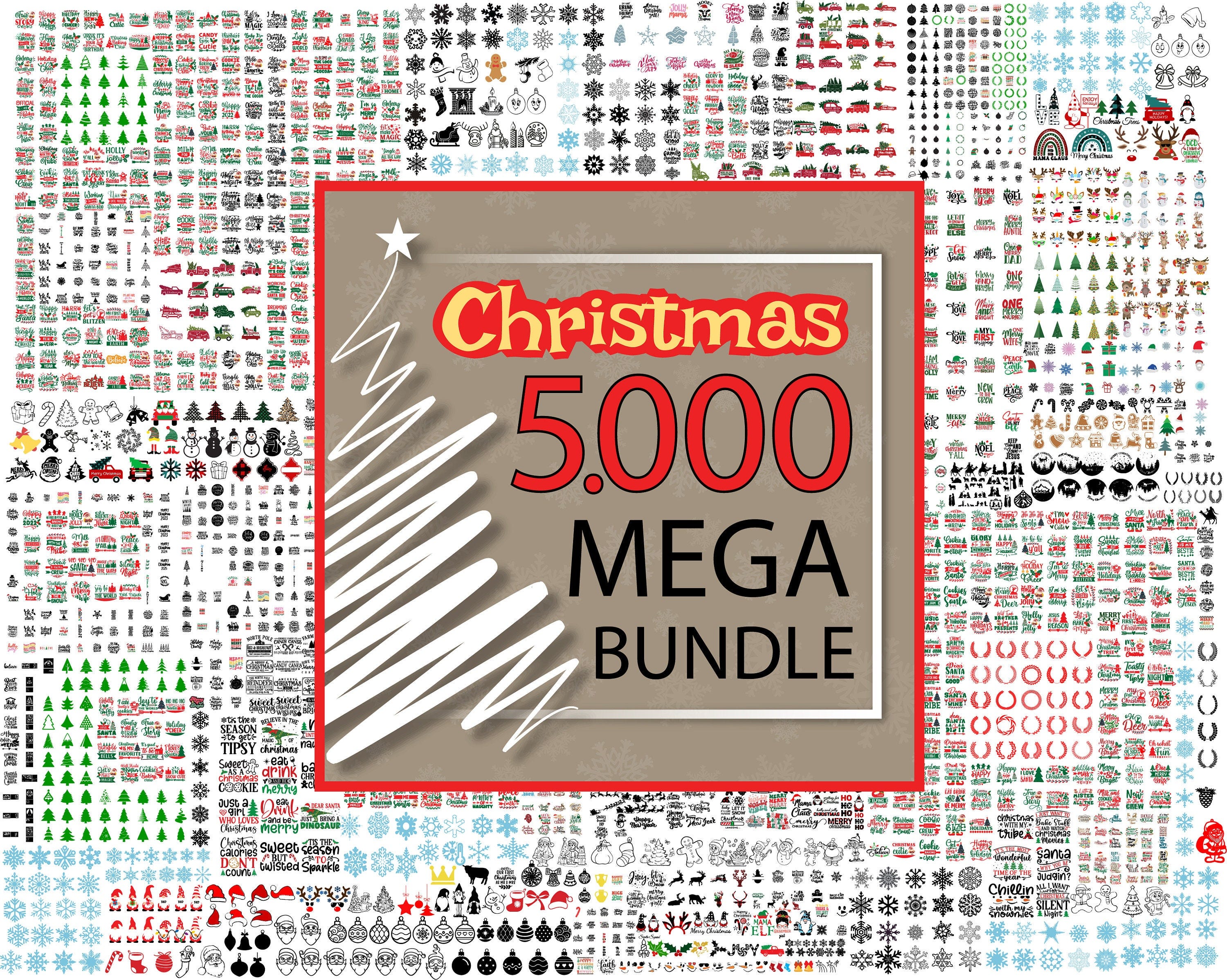Christmas SVG PNG Mega Bundle, 5000+ designs all in one bundle, Christmas gift idea, Christmas T-shirt idea, Digital Files, Xmas SVG