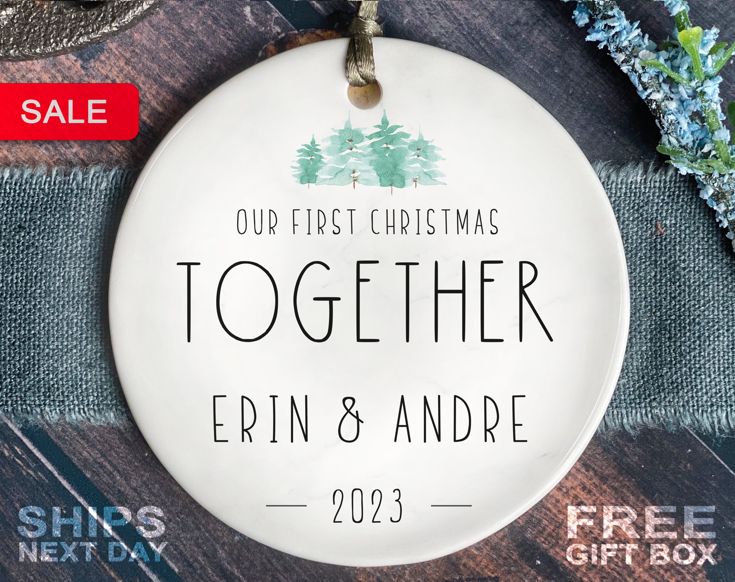 Couples Christmas Ornament - Our First Christmas Together - Personalized First Christmas Together - New Couple Gift