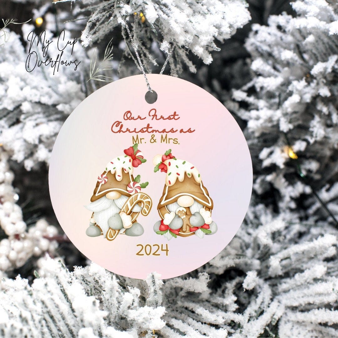 Our First Christmas 2024 Mr Mrs Ornament Sublimation  PNG. First Christmas as Mr. and Mrs, Digital Download
