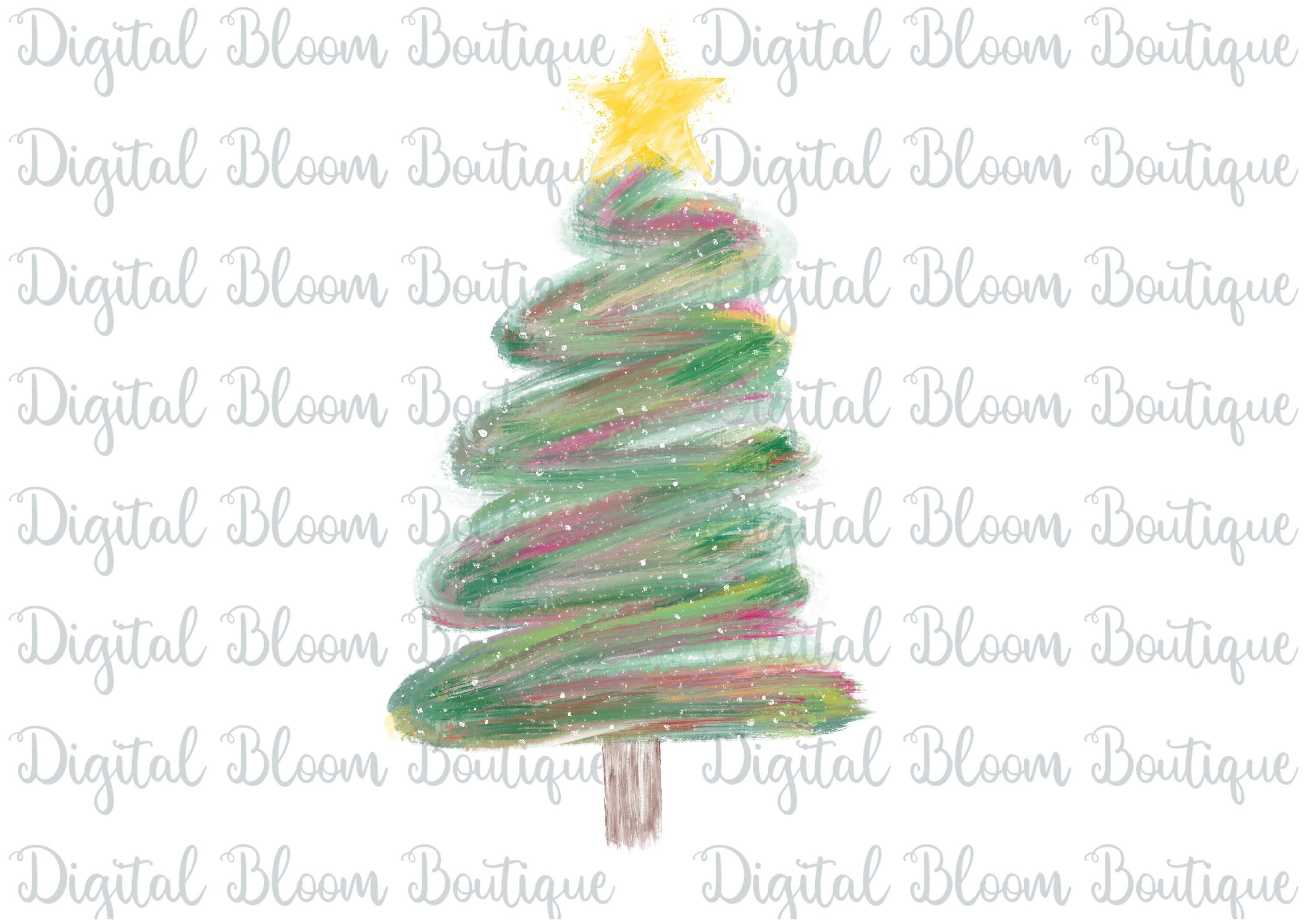 Watercolor Christmas Tree Sublimation PNG ~ Christmas Digital Tree Clip Art ~ Xmas Tree PNG ~ Colorful Christmas Tree ~ Pillow Christmas PNG