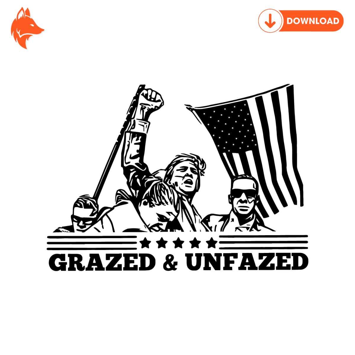 Free Vintage Grazed And Unfazed Trump Fight Raised Fist SVG