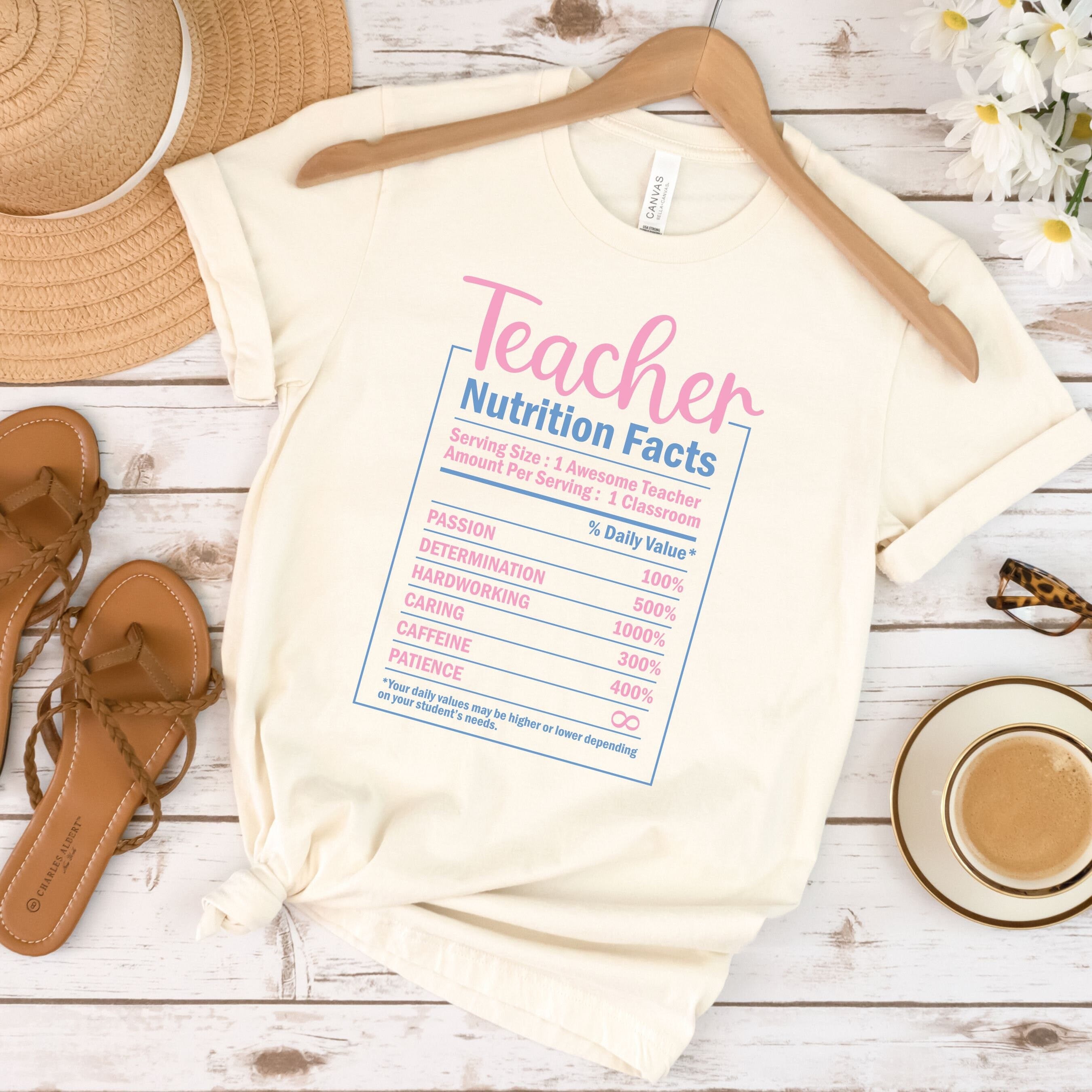 Teacher Appreciation Shirt - Nutrition Facts Tee for Educators, Gift for Teacher