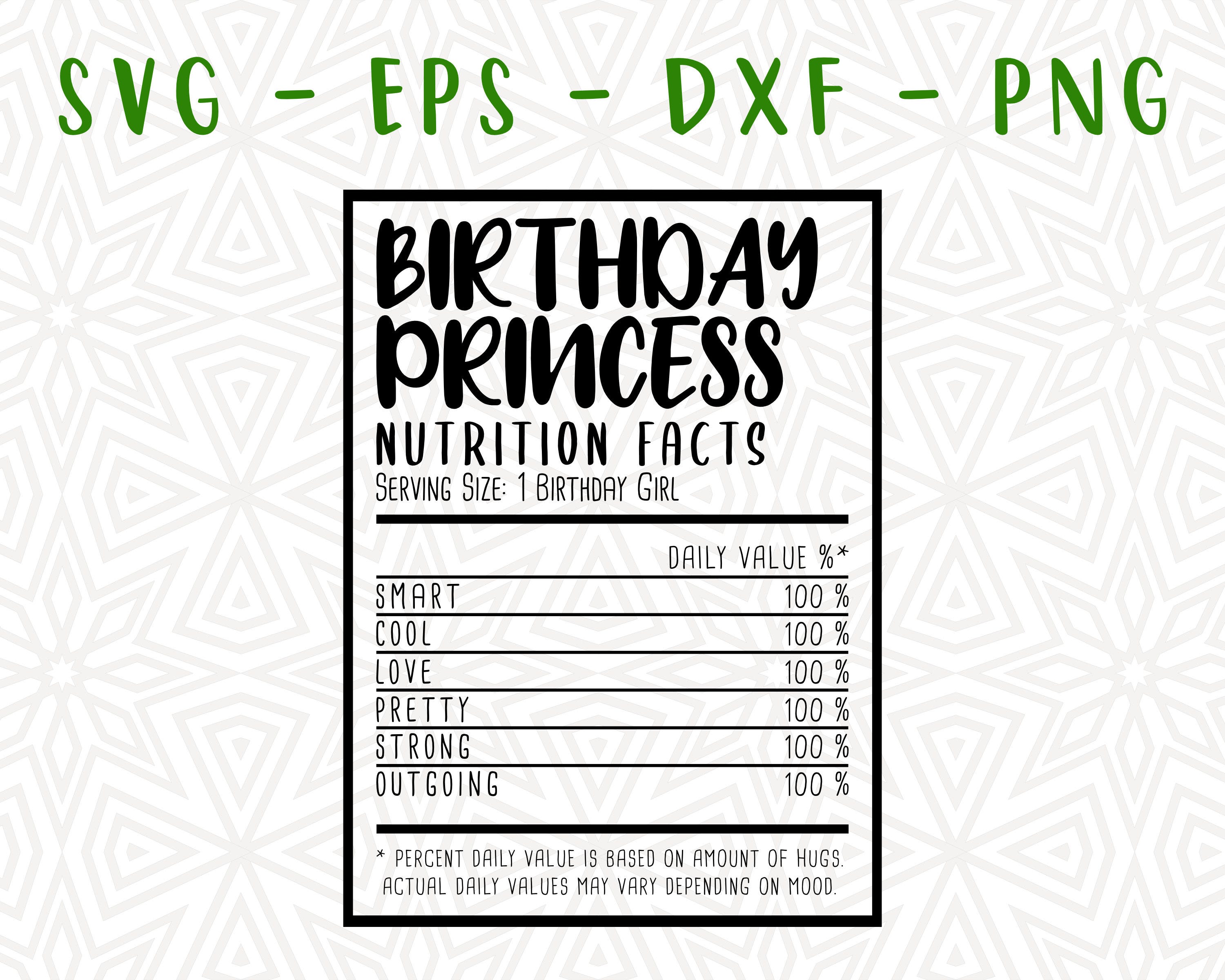 Birthday Girl Princess Queen Nutrition Facts SVG Girl SVG Sister Svg, Png, Eps, Dxf, Cricut, Cut Files, Silhouette Files, Download, Print
