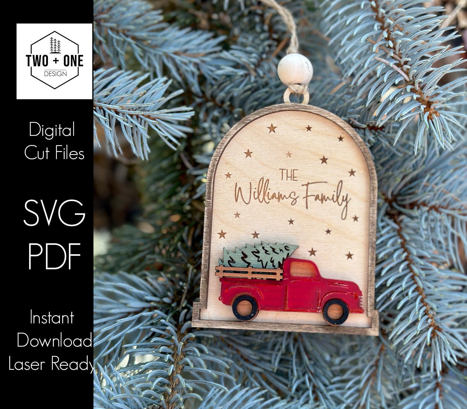 Red Truck Christmas Ornament SVG File