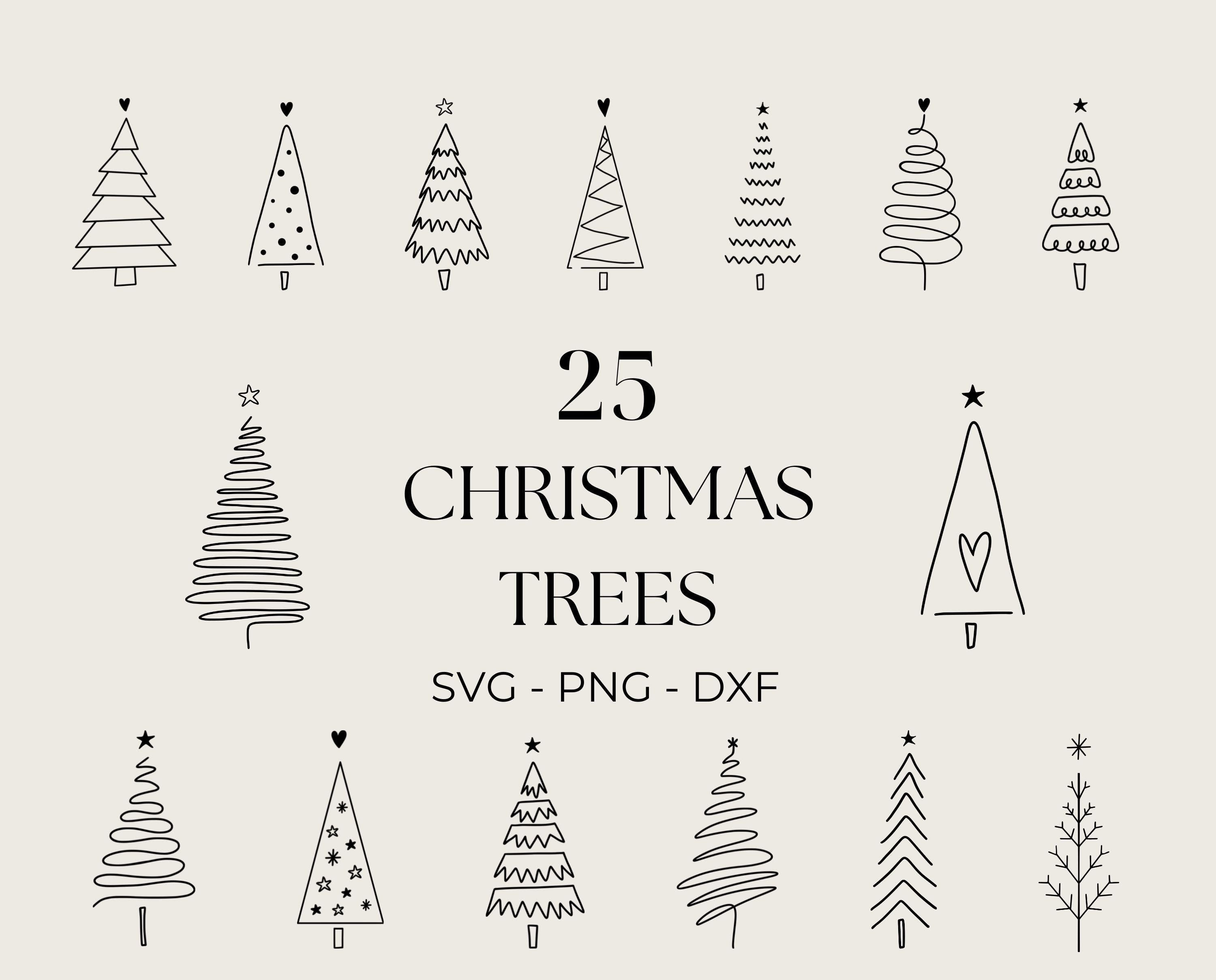 Christmas Tree SVG, Christmas Window Svg, Hand drawn Christmas Clipart, Doodle Christmas Trees, Svg Files for Cricut