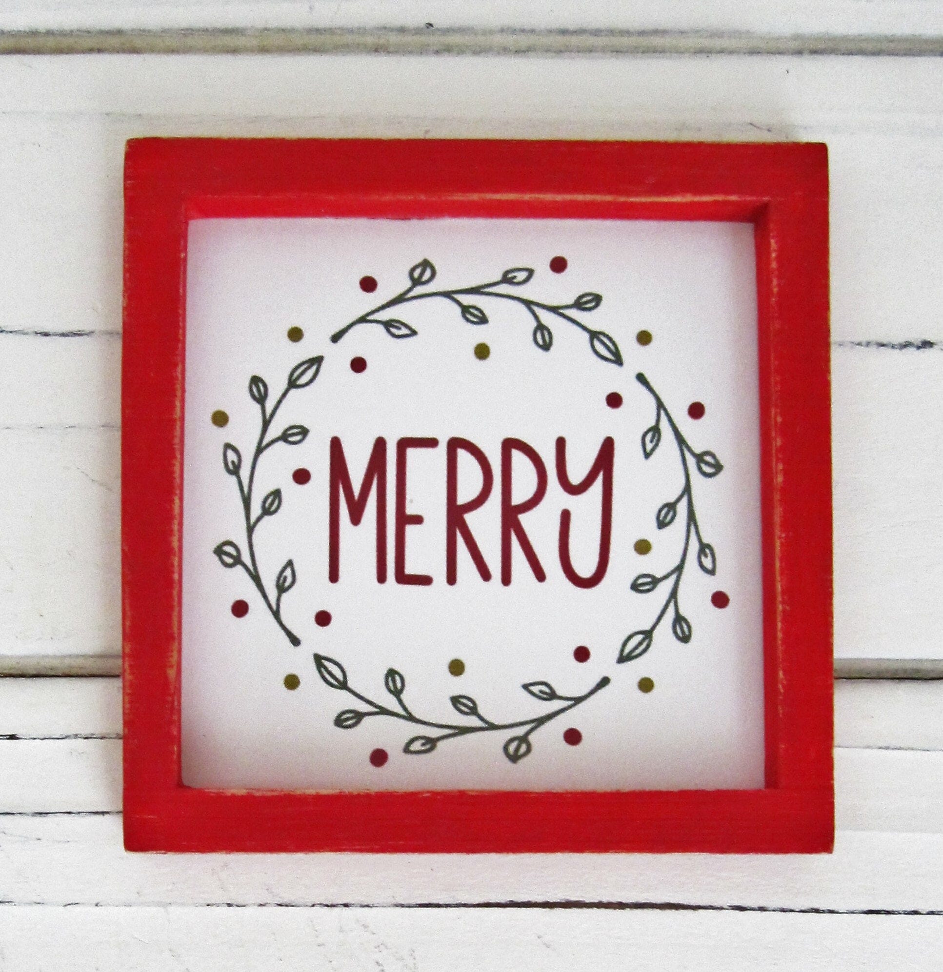 Christmas Sign, Merry, Christmas Tiered Tray Decor, Mini Christmas Decor, Tiered Tray Sign, Farmhouse Decor, Miniature Wood Framed Sign