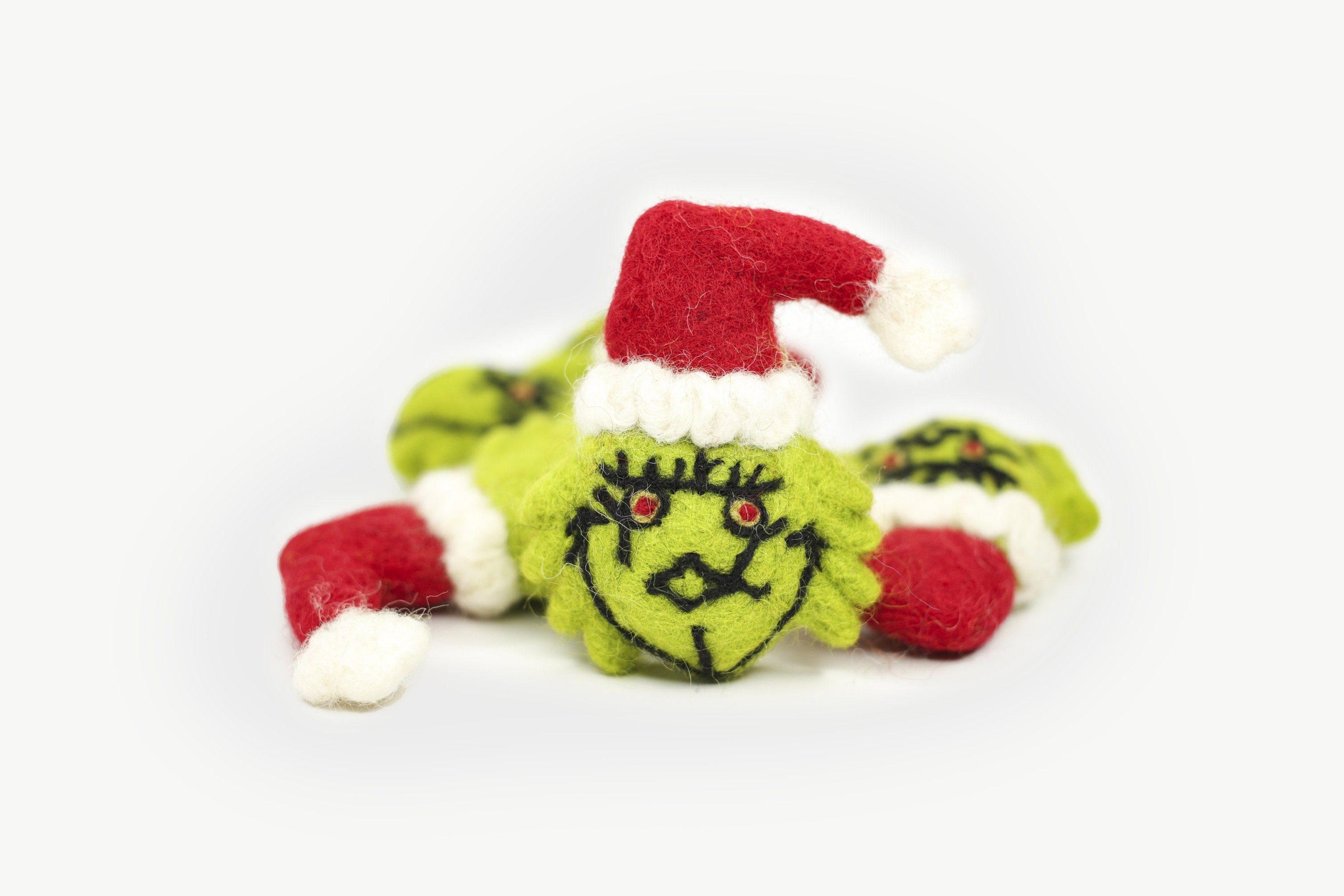 Grinch | How the Grinch stole Christmas | Felt Grinch Shape | Felt Christmas ornaments | Red & Green Christmas decor | Mr. Mean One