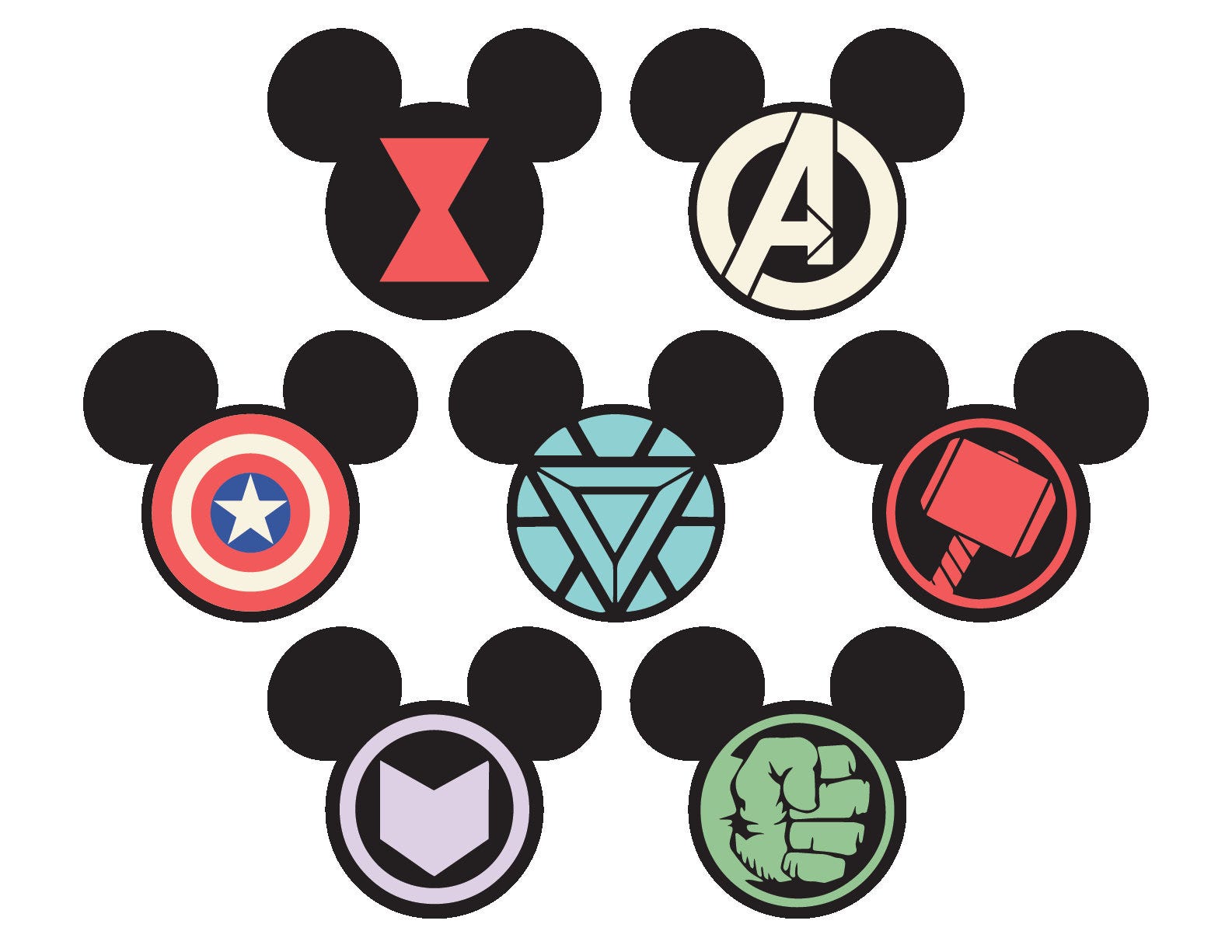 Vintage Style Mickey Marvel SVG Bundle | Mickey Mouse Ears | Minnie Mouse Ears | Avengers SVG | Instant Download | SVG Mickey Marvel