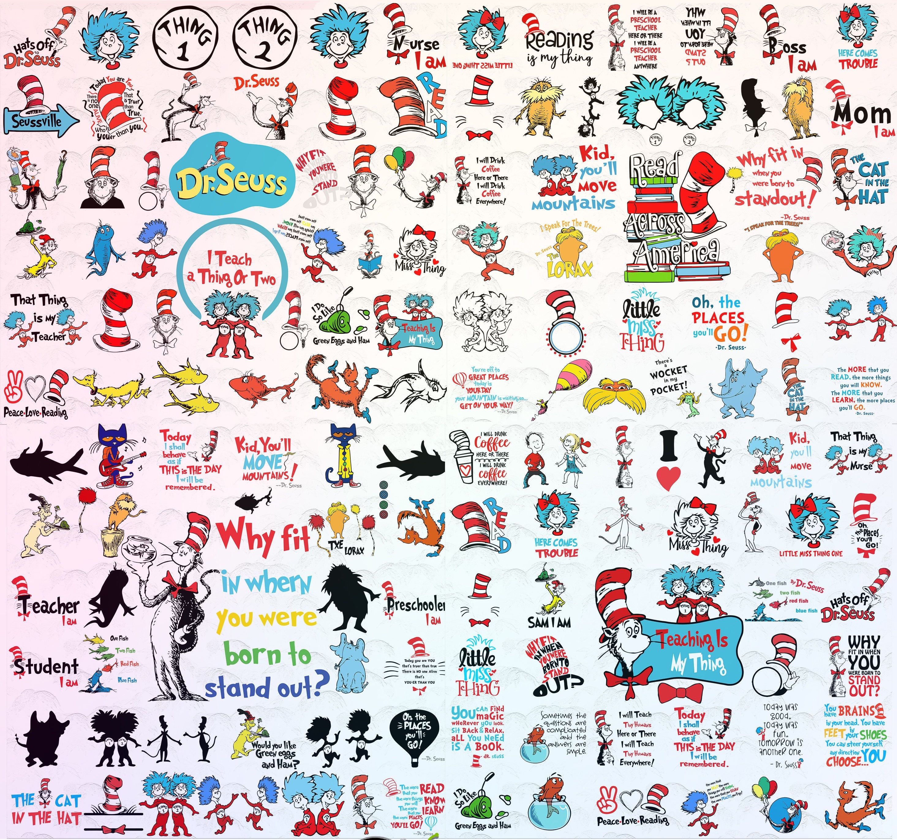 180+ Cat In Hat  File Designs, Green Eggs And Ham Svg, Teacher Design,  Back To School Png, Dr Seu Font, Cricut, Silhouette,UNIQUE DESIGN