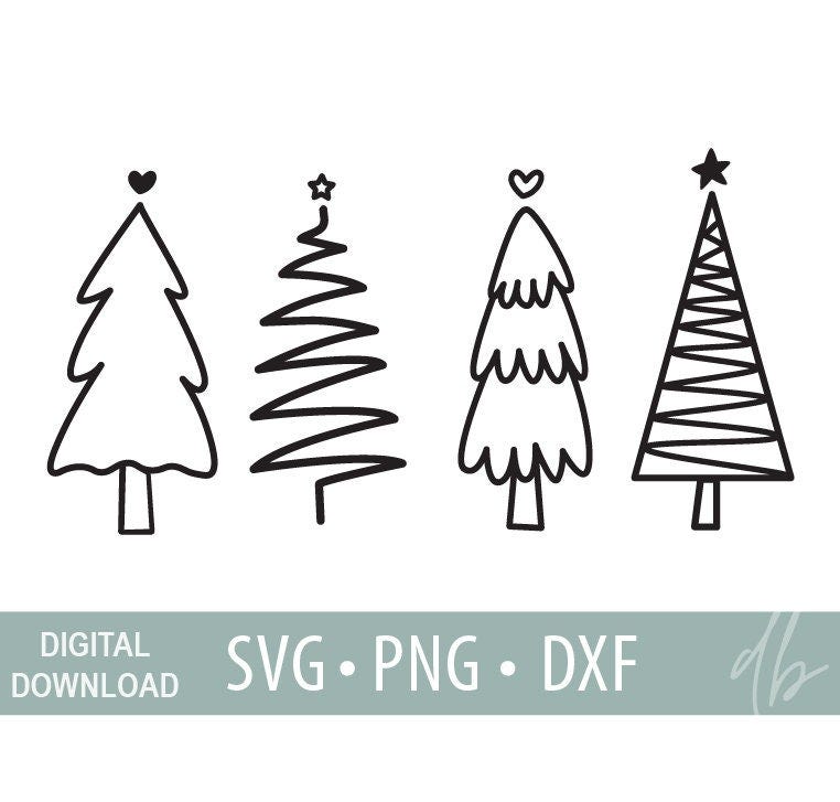 Christmas Trees SVG, Merry Christmas SVG Instant Download, Minimalistic Christmas Tree, Christmas Trees Cut File, Sublimation Christmas