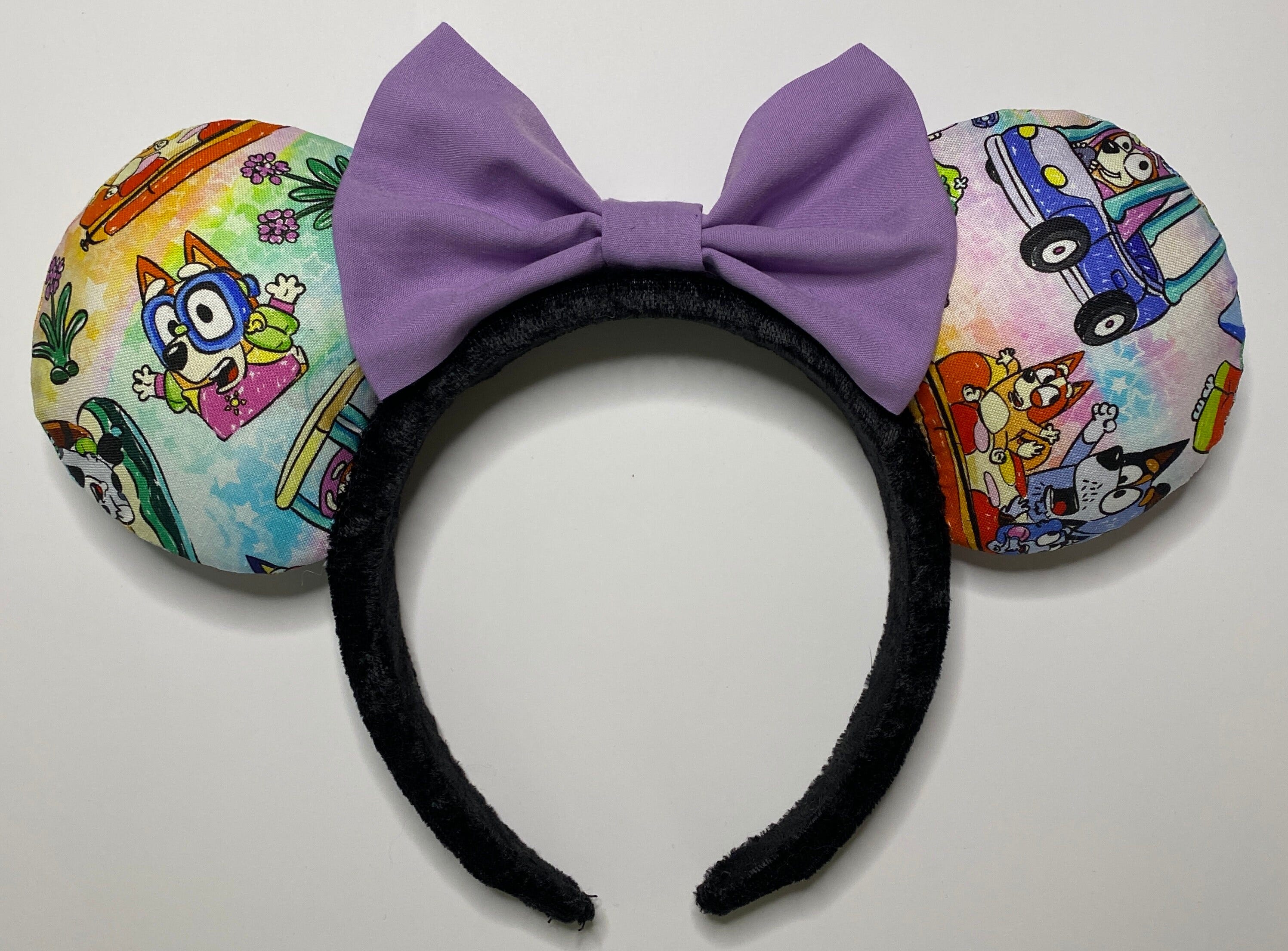 Colorful Bluey Cartoon Mouse Ears Headband with Bow Options