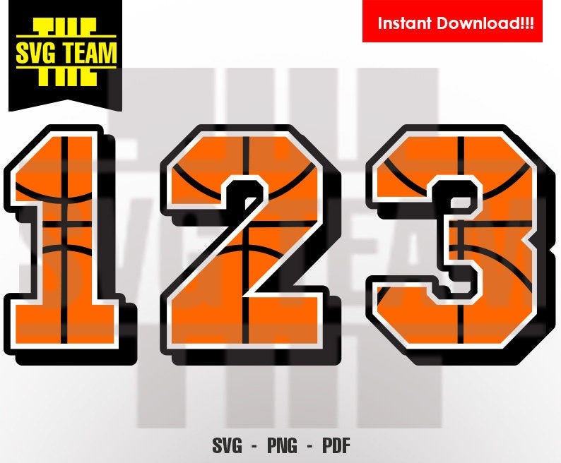 Basketball 0-9 svg vector cricut cutFile Clipart SVG - PNG - PDF File, t-shirt Svg, svg -Vector art