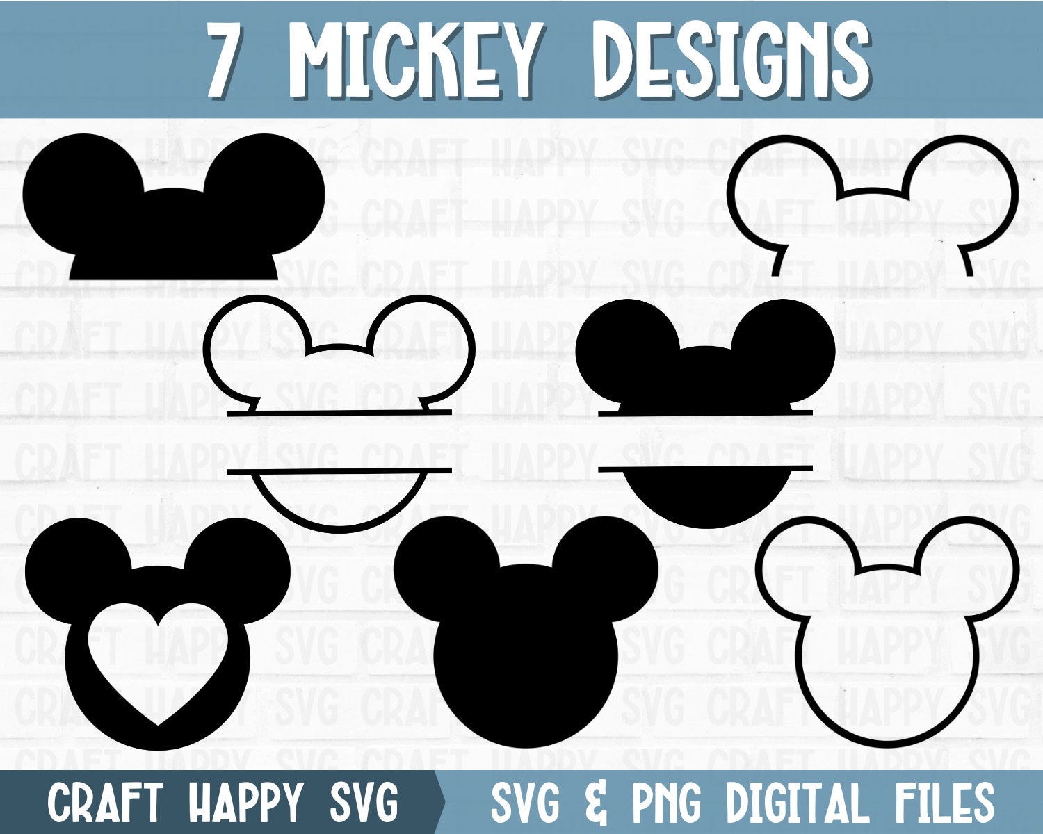 Mickey SVG PNG Bundle | Mickey Trip Shirt Svg | Magical Mickey World Vacation | Half Outline Mickey Ears Cricut Cut File | Instant Download