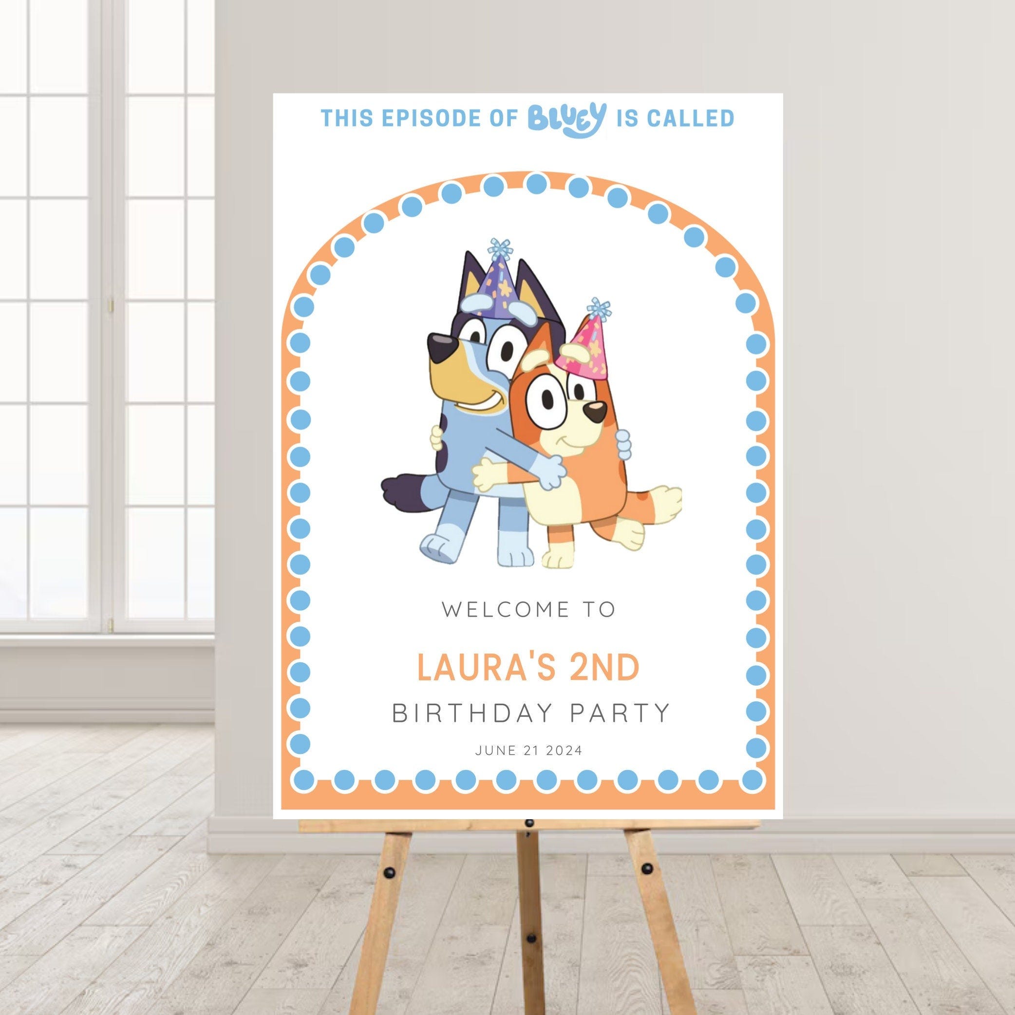 Bluey Bingo Birthday Party Welcome Sign, Bluey Birthday, Blue Dog, Birthday Decorations, Welcome Poster, Editable, Wackadoo,Instant Download