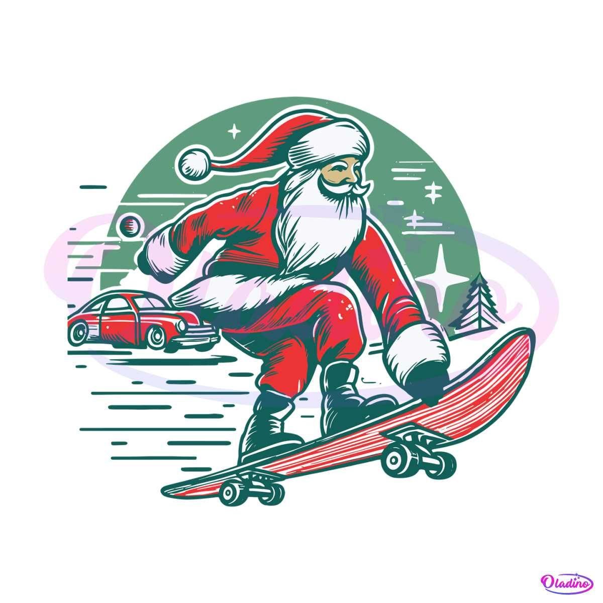 Christmas Santa Claus Skateboard SVG