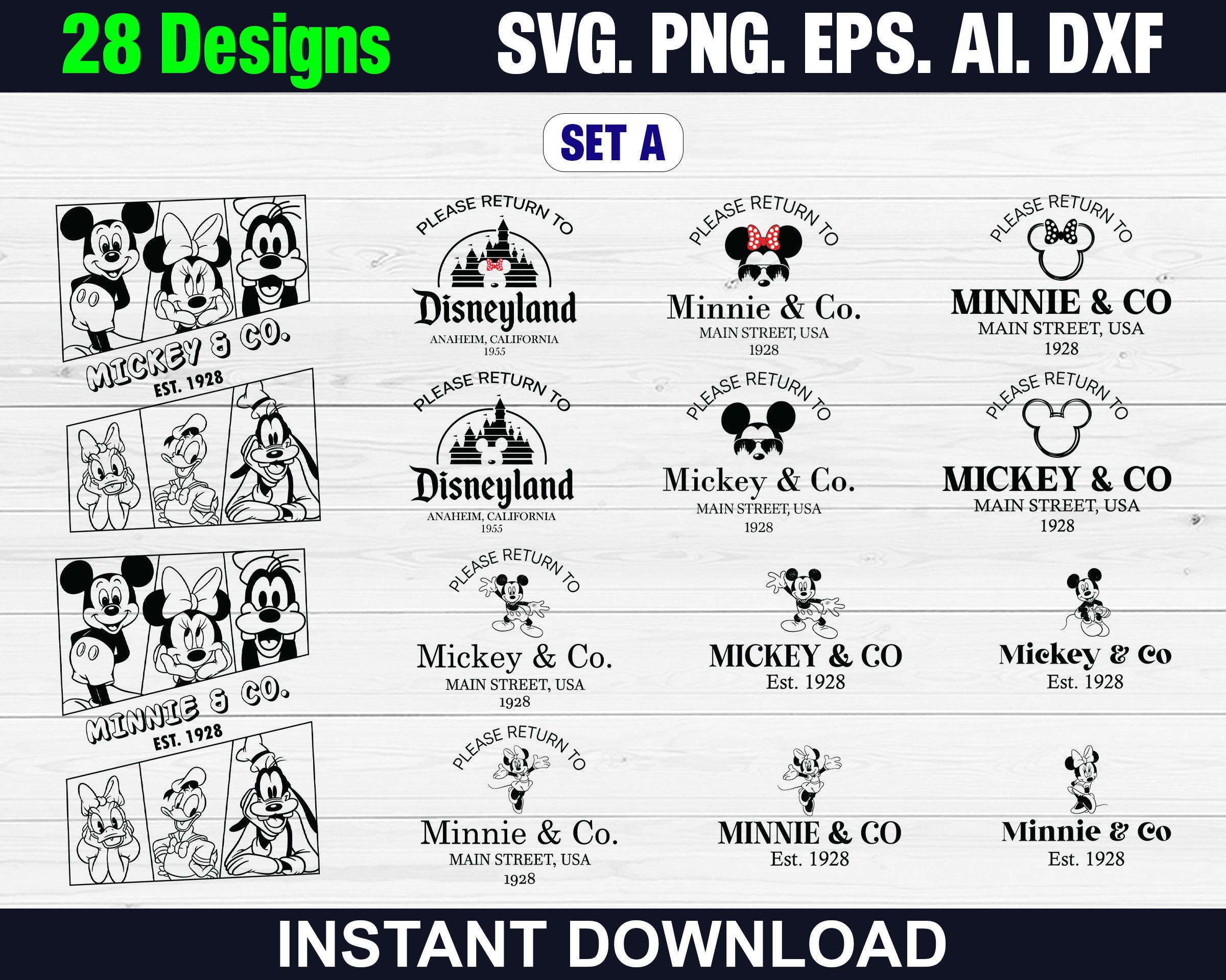 28 Mega Mickeyy & Friends SVG Bundle, Mouse And Co. Est 1928 Svg, Mouse and Friends Svg, Vacay Mode Png, Mickeyy Png, Digital Download