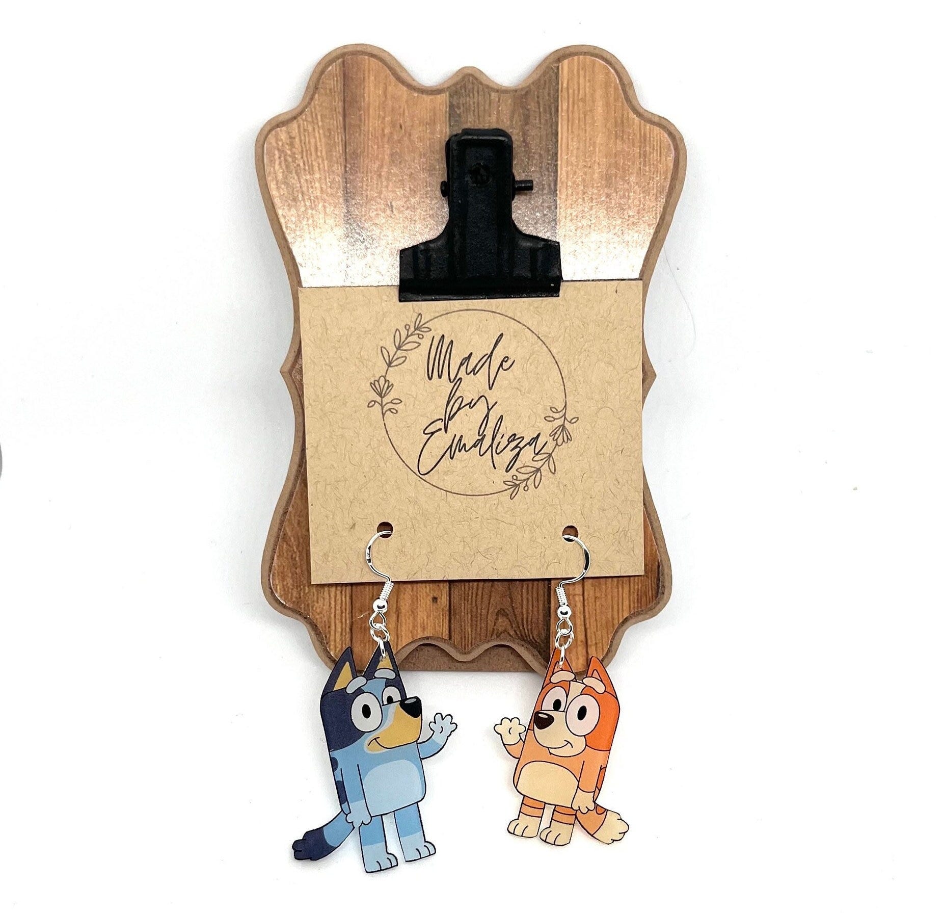 Blue Dog Show Inspired Dangle Earrings / Bluey Jewelry / Bingo and Bluey / Cartoon Earrings / Cartoon Jewelry / Fanart