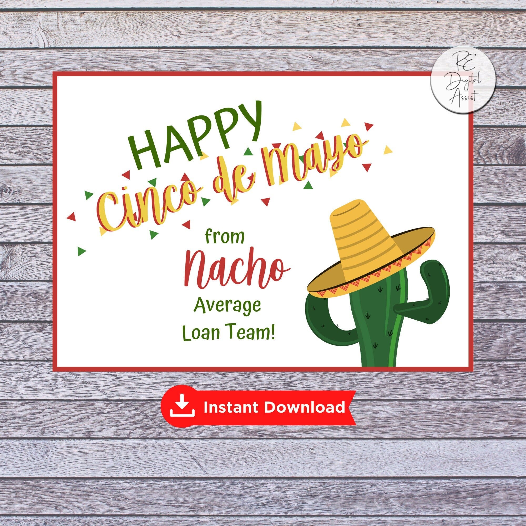 Cinco de Mayo Nacho Average Loan Team Postcard Front, Pop By Mailer Mortgage Lender Broker Business Client Marketing, Download PDF 4x6 5x7