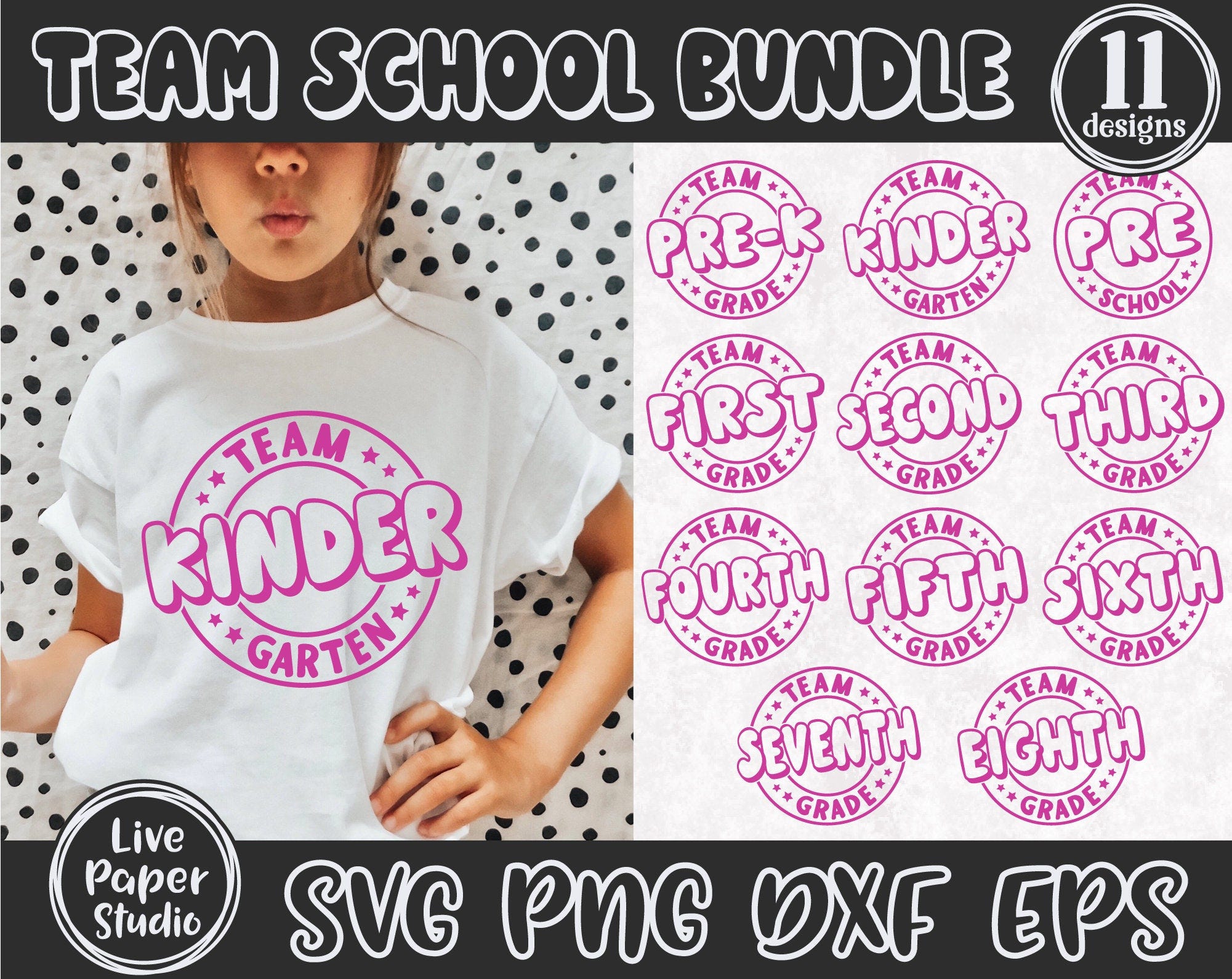 School Grades Bundle Svg Png, Team 1st 2nd 3rd 4th 5th 6th 7th 8th Grade Svg, Team Kindergarten Svg, Teacher, Digital Download Png, Dxf File