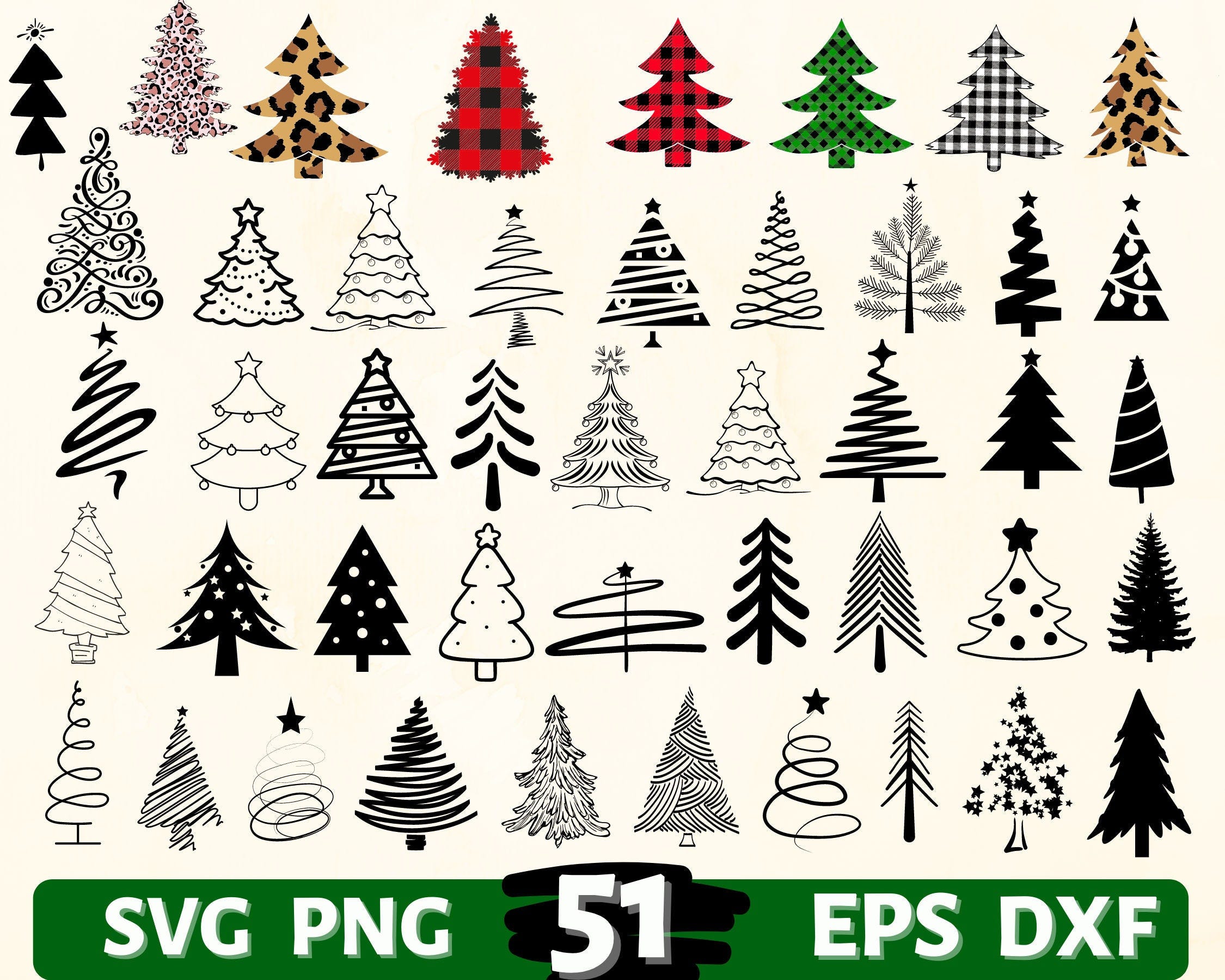 51 Christmas Tree designs, Christmas Tree svg, Christmas Tree png, Christmas Tree Buffalo Plaid svg