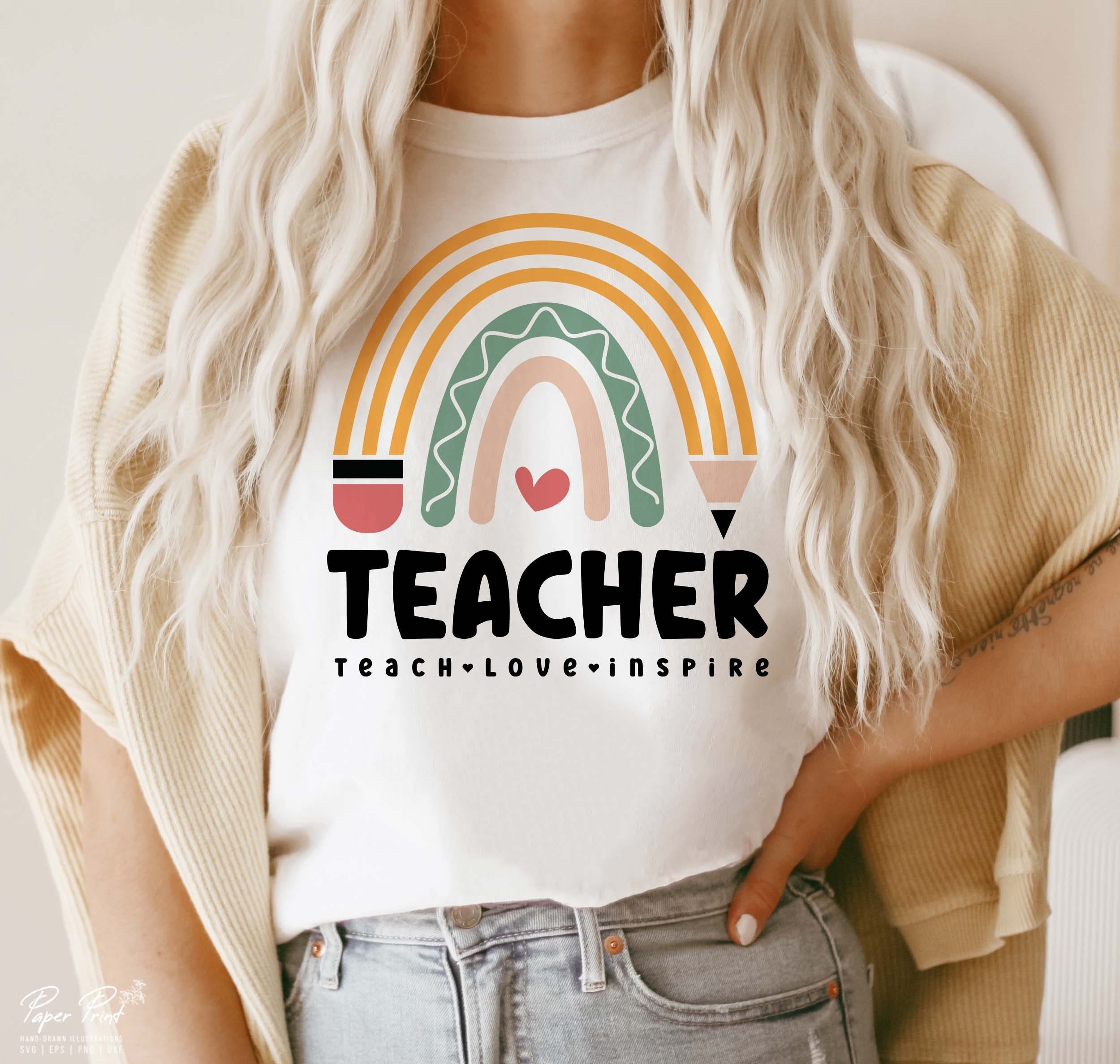 Teach Love Inspire Svg Png, Teacher Rainbow Svg, Gift for teacher Svg, Teacher Appreciation Svg, Back to School Svg, Png Sublimation Cricut