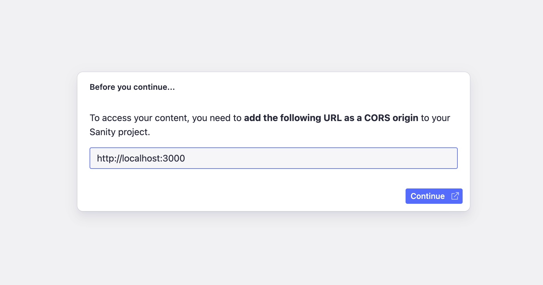 A CORS Origin prompt to access content