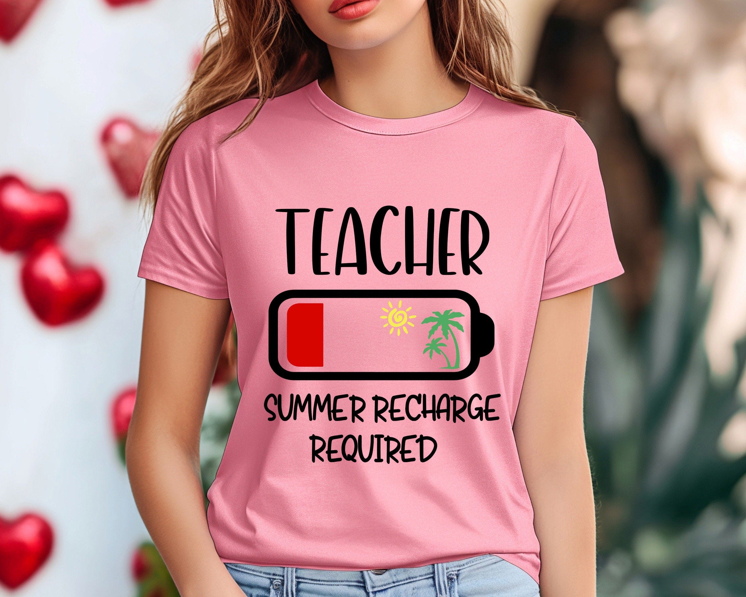 Teacher Summer Recharge Required Shirt, Cute Teacher Shirt, Graphic Shirts, Summer Vacation Shirts, End of School Gift, Unisex Shirt