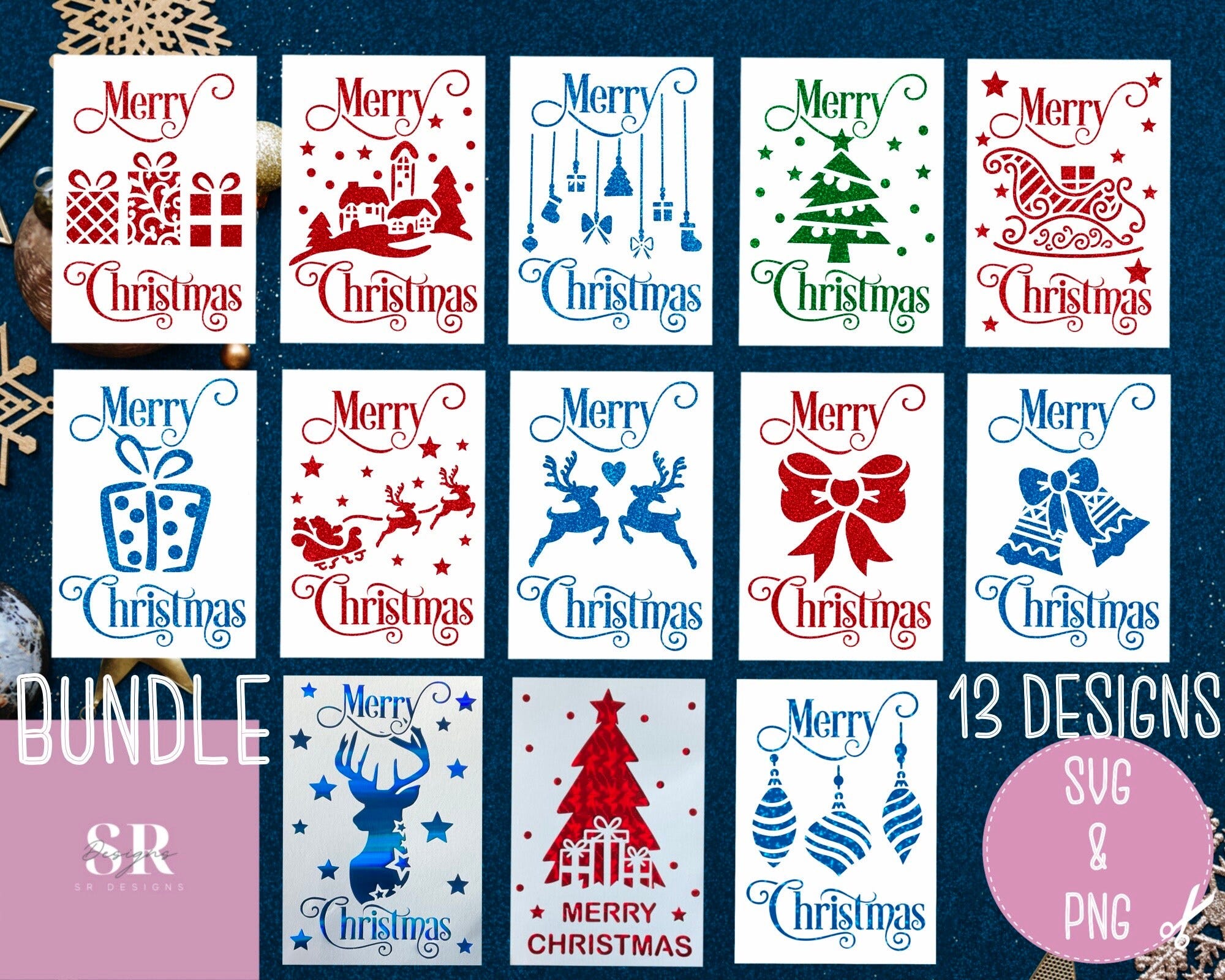 SVG: Christmas Card Bundle. Christmas svg. Christmas card svg. Paper cutting. Christmas card svg bundle. 3D SVG.