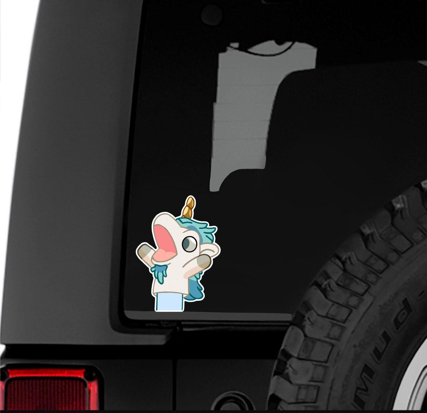 Hand Puppet Horse Unicorn Blue Dog Puppy Stickers | Funny Decal | Car Sticker | Truck Decal | Car Window Sticker Decal