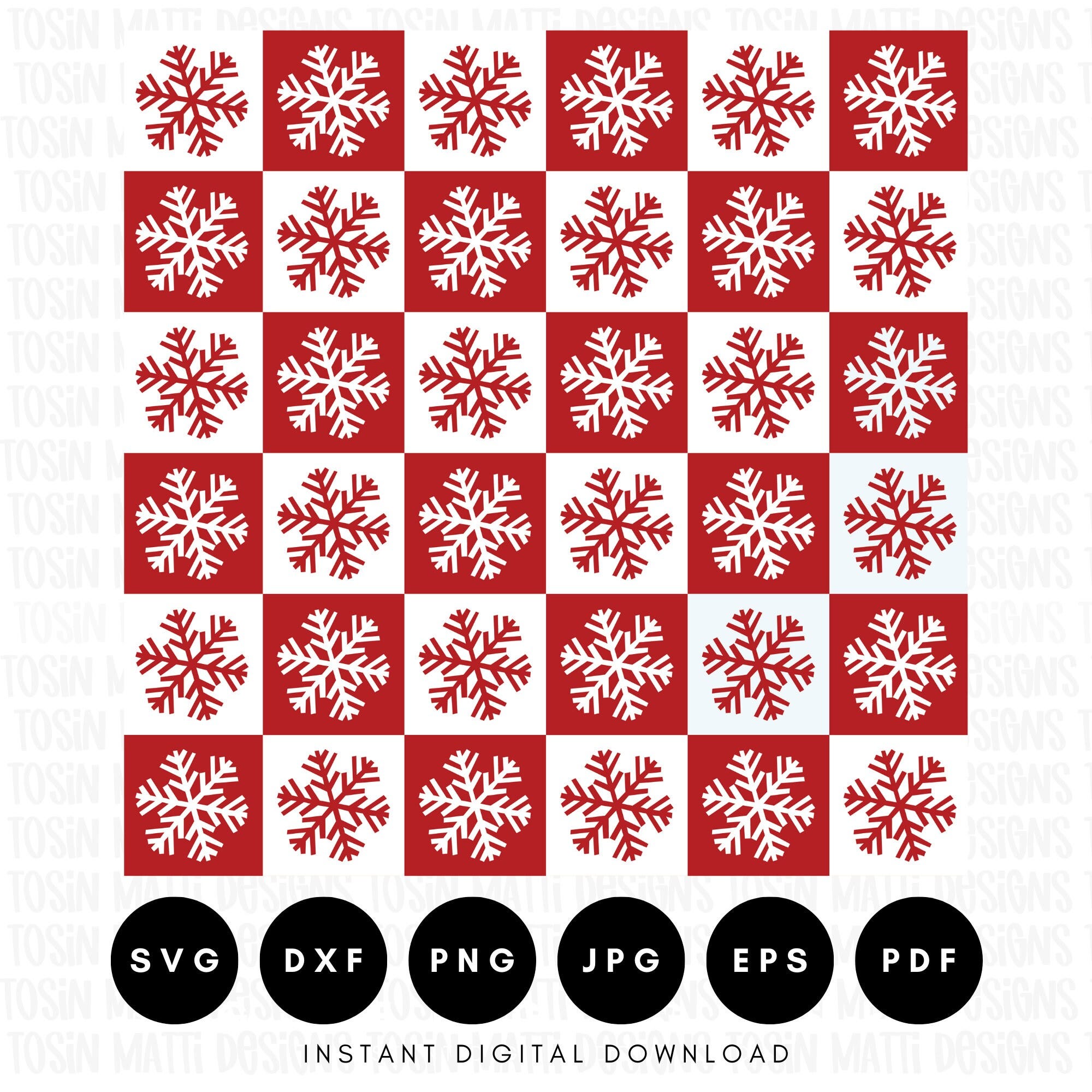 Snowflake Pattern Svg, Christmas Pattern Svg, Checkered Background Svg, Winter Holiday Svg, Xmas Svg, Svg File for Cricut, Digital Download