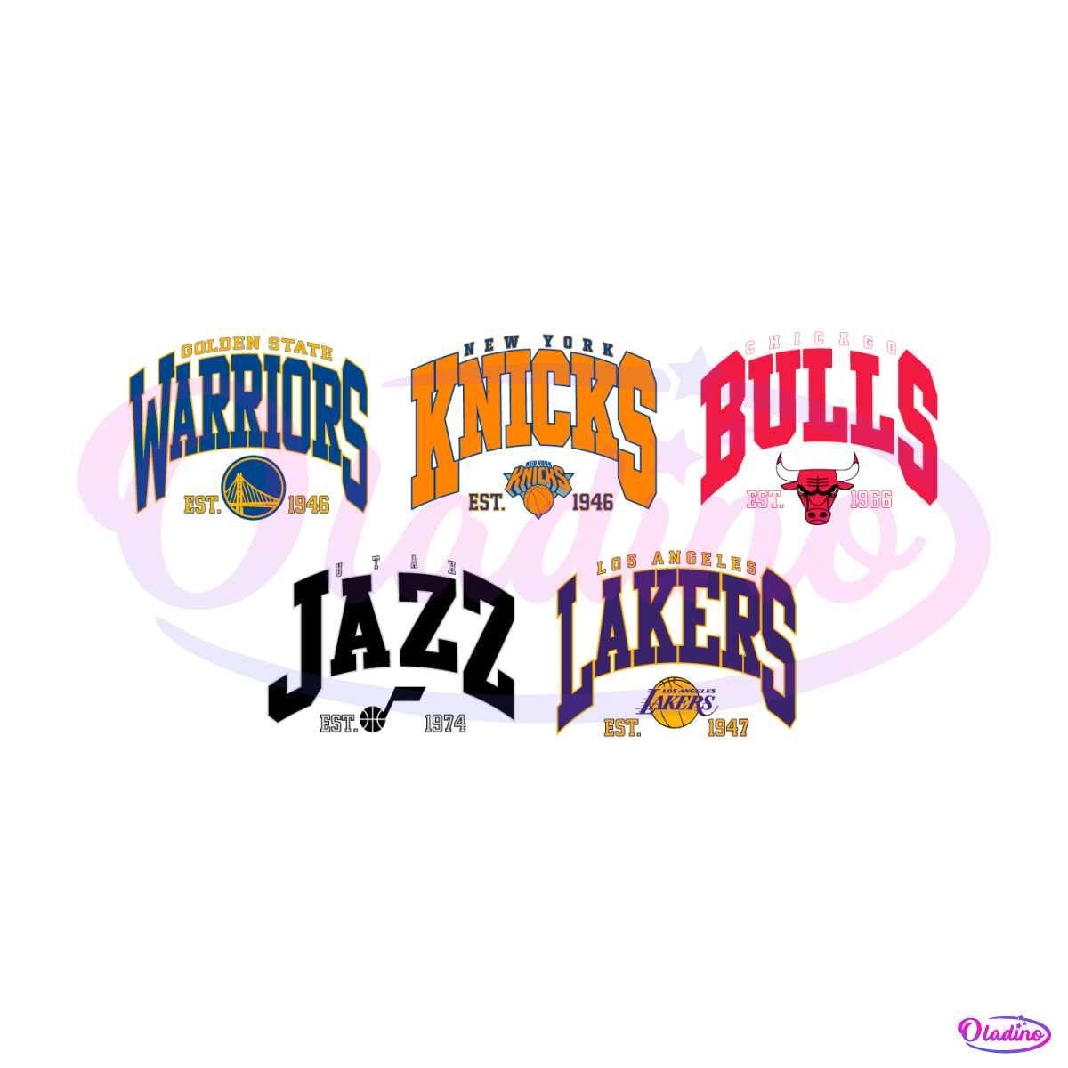 Knicks Bulls Lakers Jazz Warriors NBA SVG Bundle