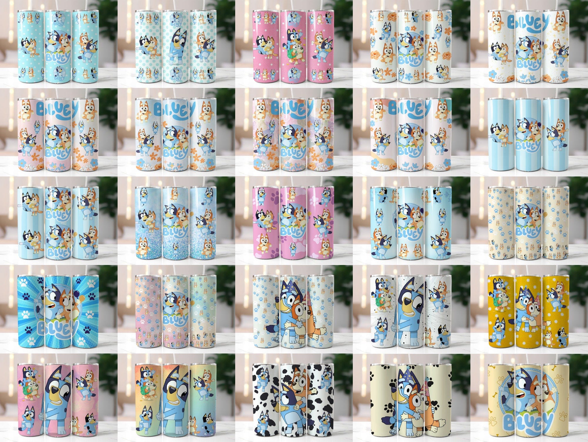 25+ Files Blue Dog Tumbler Wrap, 20oz Skinny Tumbler Wrap, 20 oz Tumbler Png Sublimation Design, Straight Tumbler, Bluey Tumbler Wrap